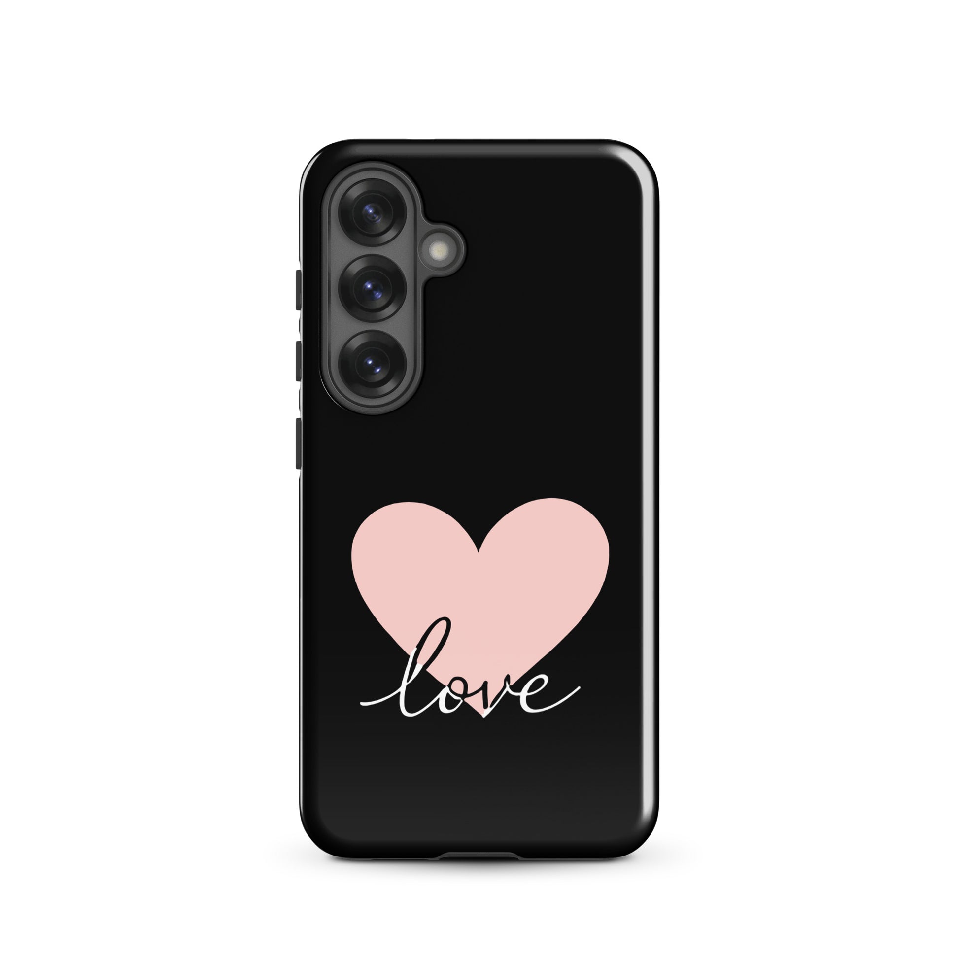 Phone Case for Samsung Galaxy with heart and script 'love' design, minimalist charm, protective, stylish phone accessory