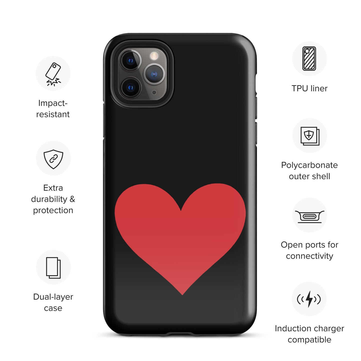 Phone Case with heart design, compatible with iPhone, featuring vibrant colors and durable protection, ideal for stylish users.
