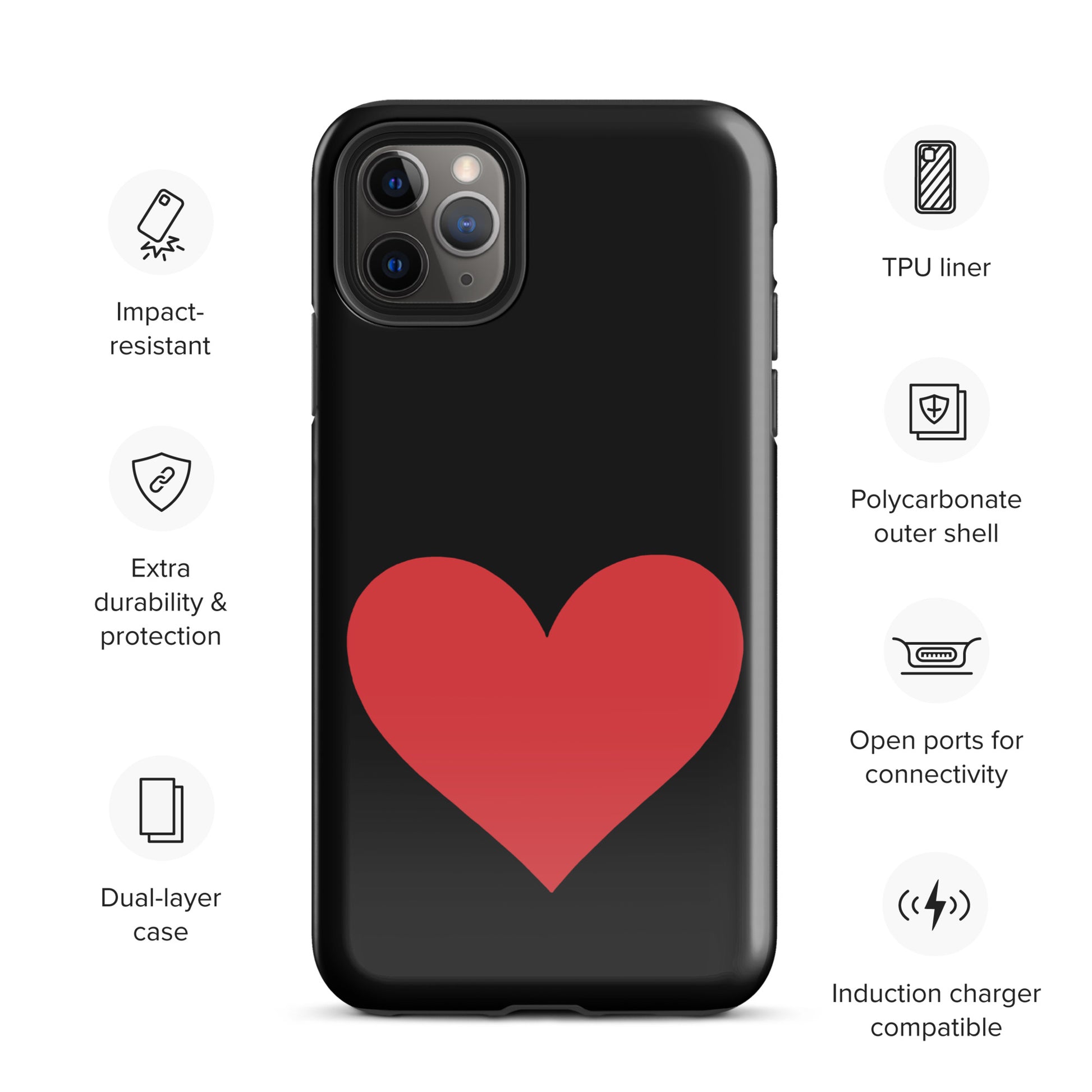 Phone Case with heart design, compatible with iPhone, featuring vibrant colors and durable protection, ideal for stylish users.