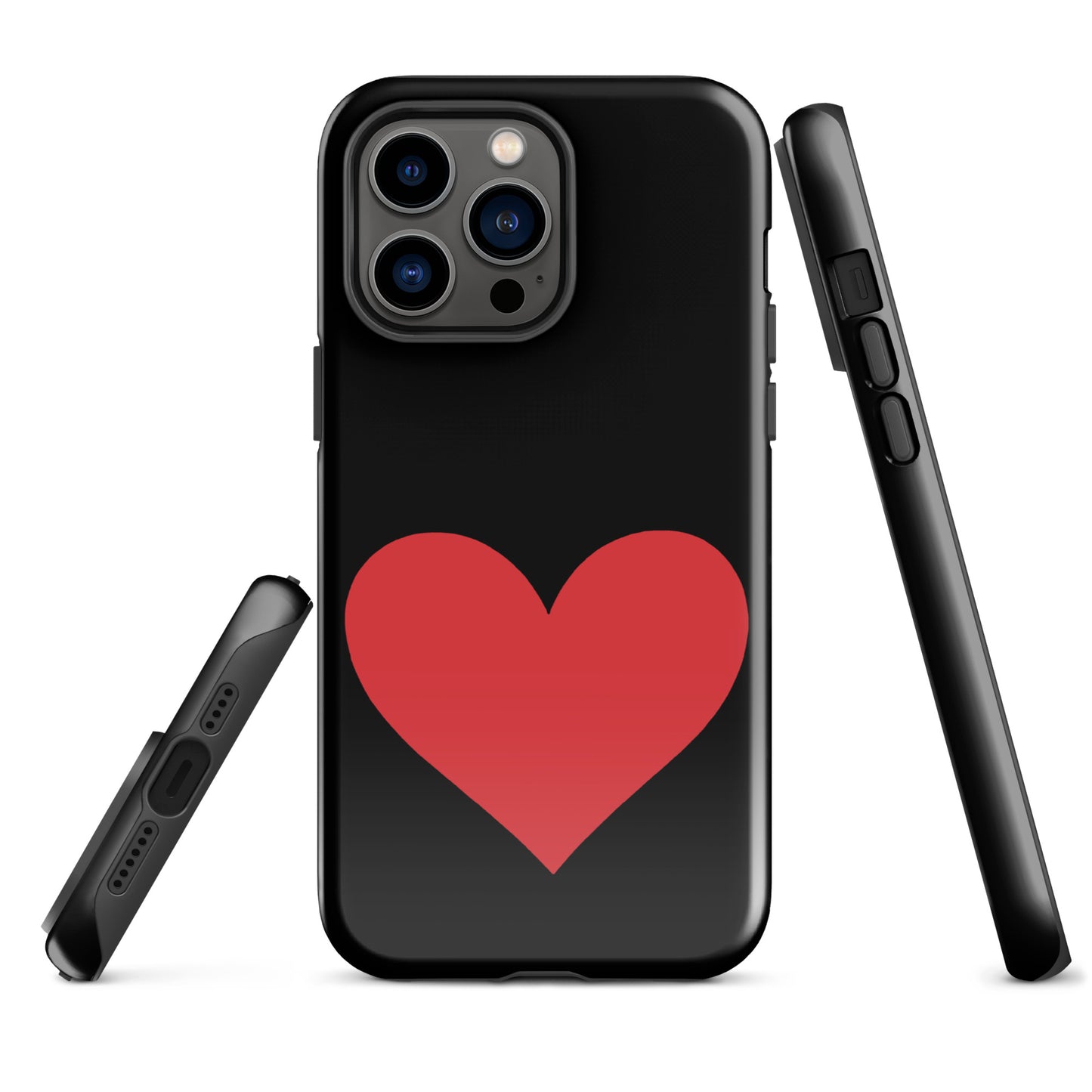 Phone Case with heart design for iPhone in black and red