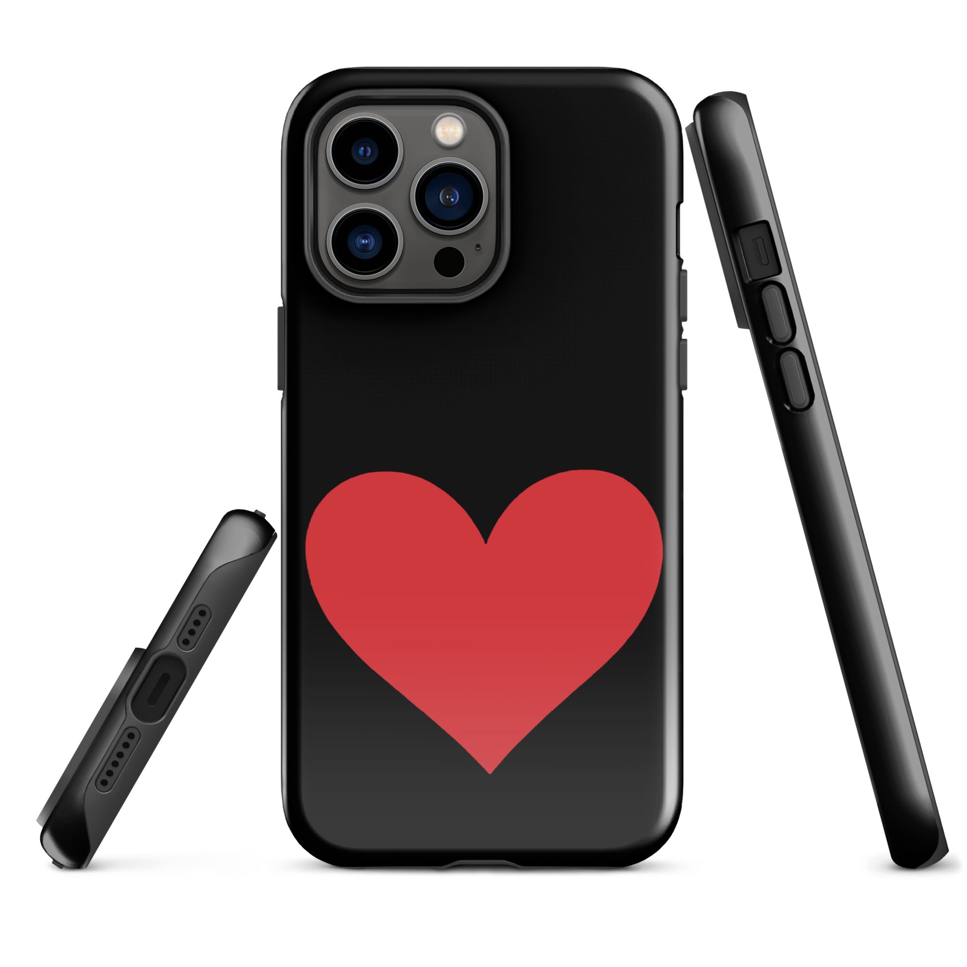 Phone Case with heart design for iPhone in black and red