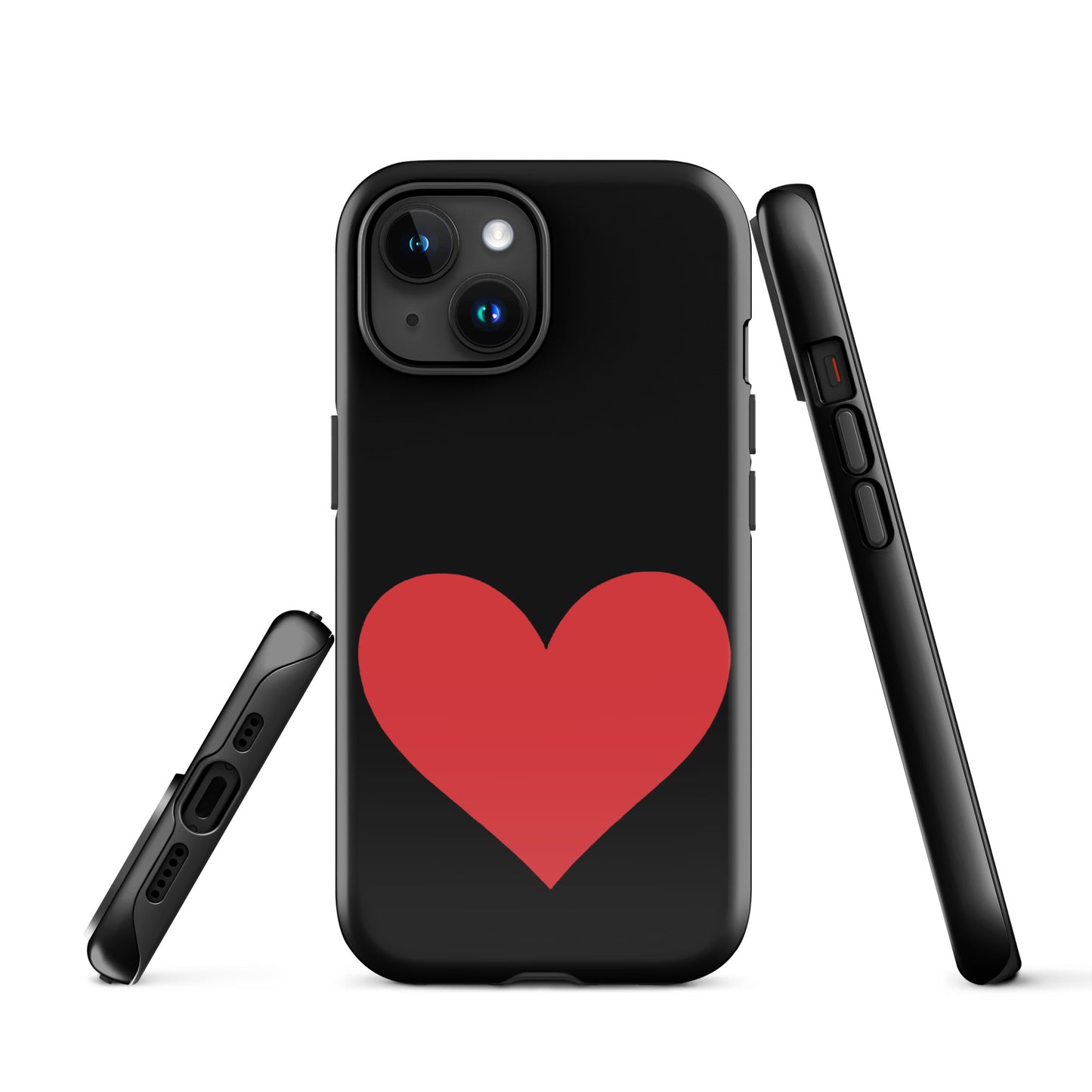 Phone Case with heart design for iPhone in black showcasing vibrant color options and durability