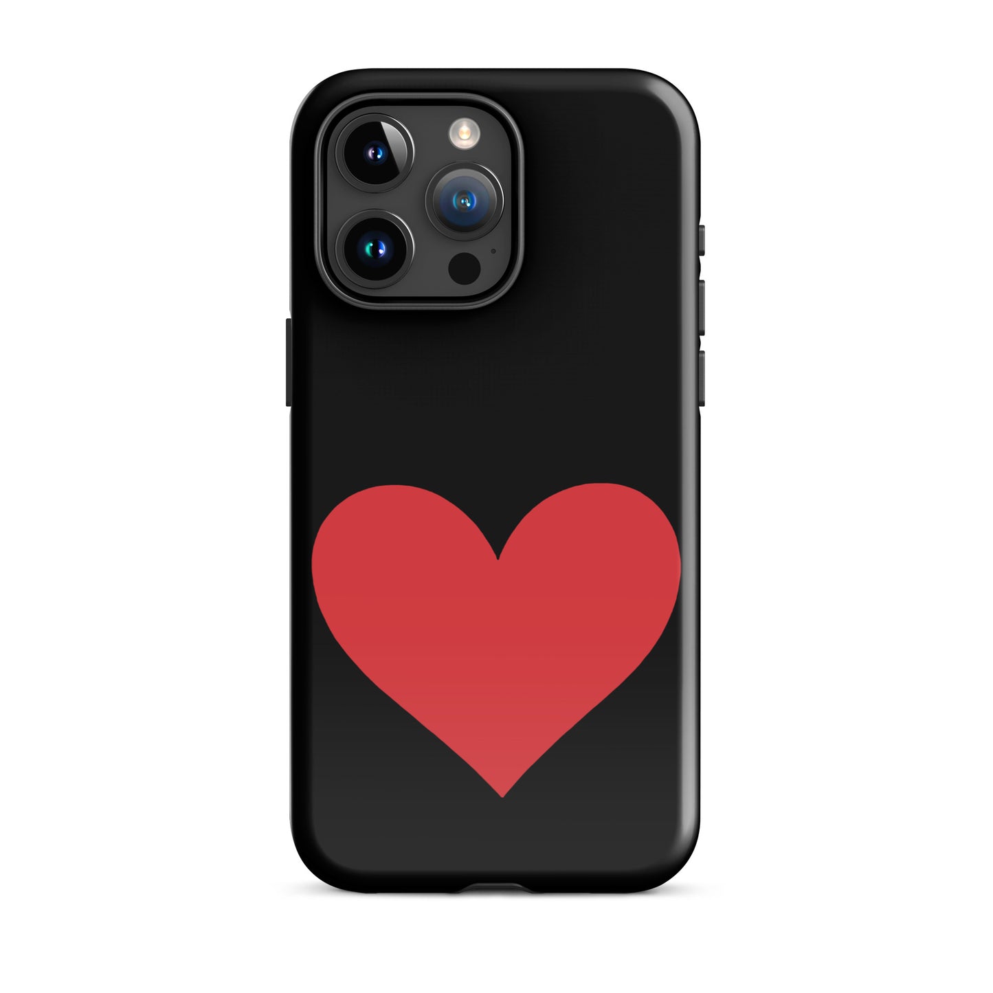 Phone Case for iPhone with black heart design, vibrant colors available, stylish and durable accessory for love-themed expression.