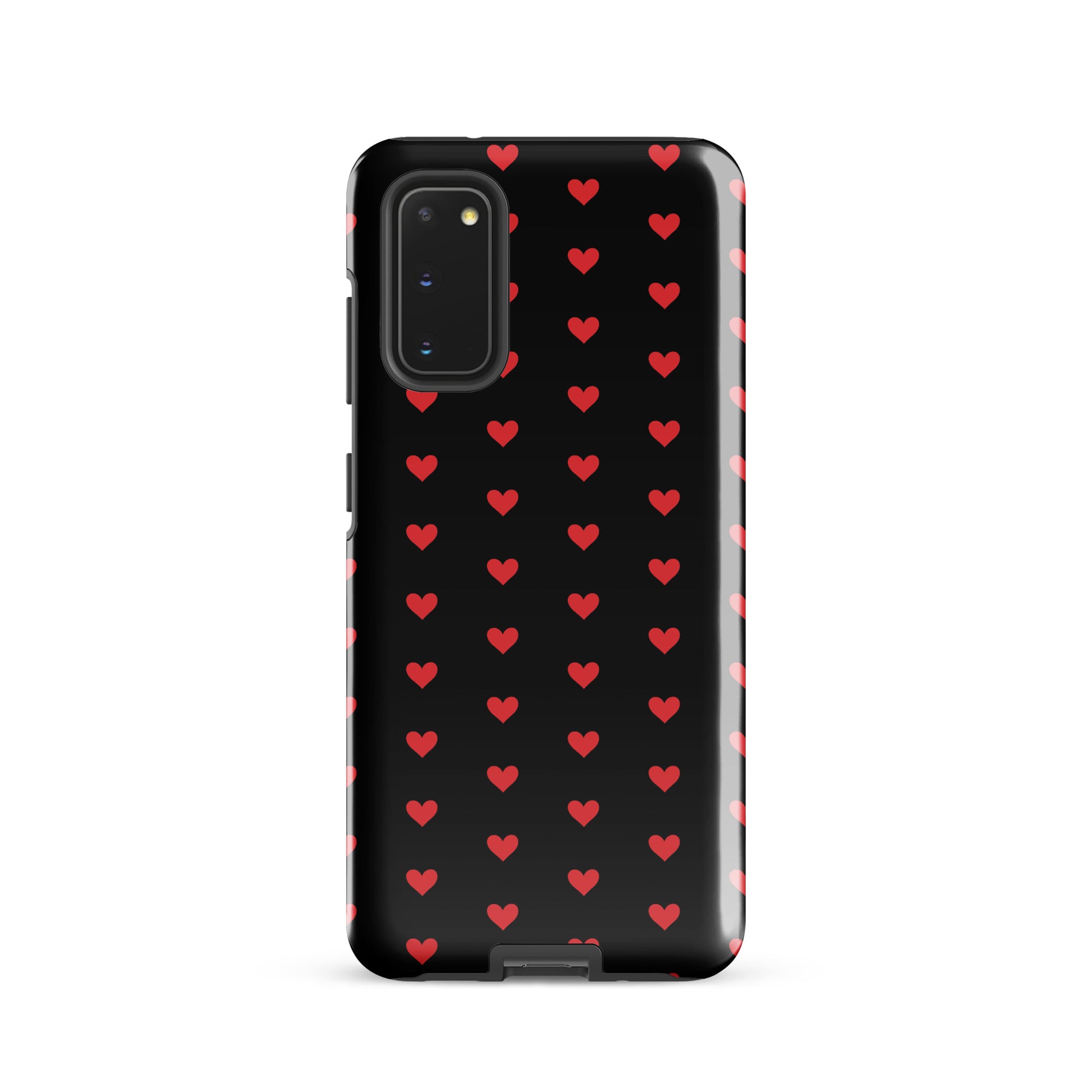Phone Case for Samsung Galaxy with fiery red hearts design on black background - luxury aesthetics and durable protection.