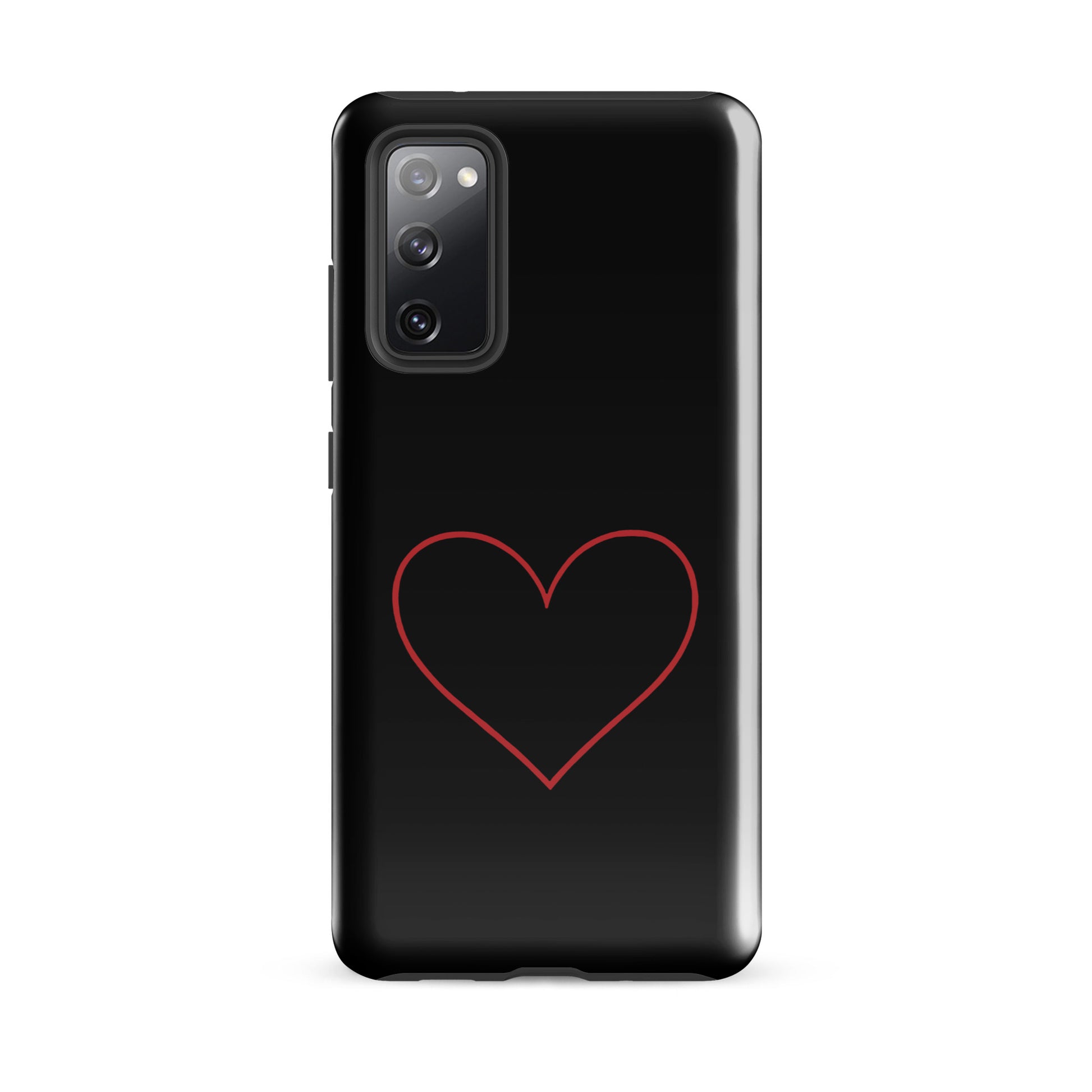 Phone Case for Samsung Galaxy with minimalist crimson heart design on black background