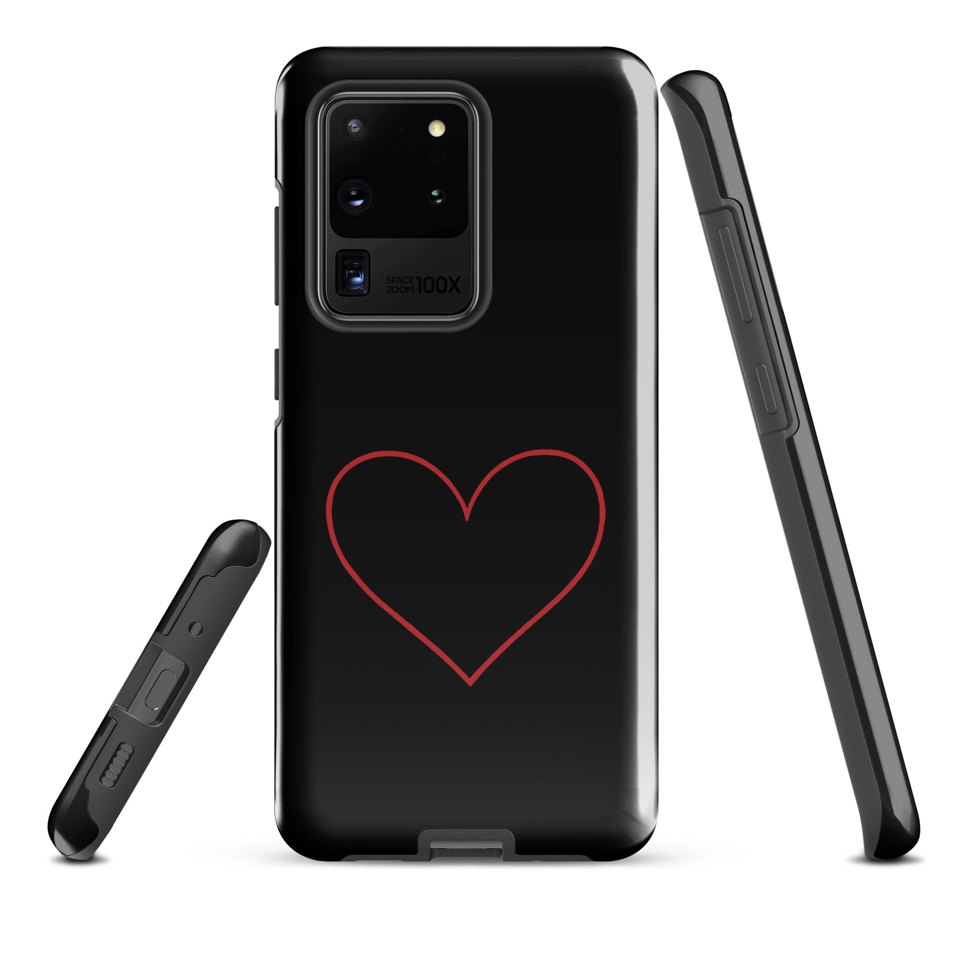 Phone Case for Samsung Galaxy with minimalist crimson heart design, modern and sophisticated, sleek look for romantic aesthetics.