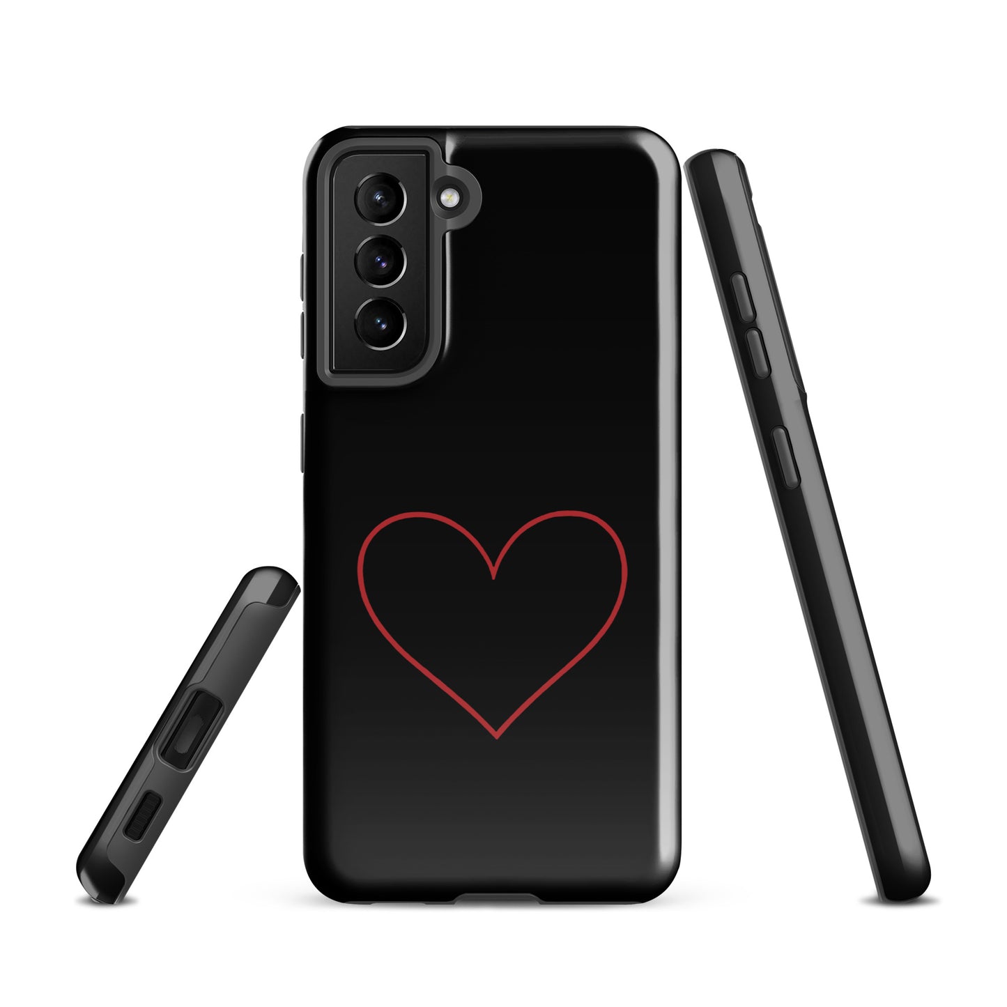 Phone Case for Samsung Galaxy with minimalist crimson heart design, blending bold romance with sophistication.
