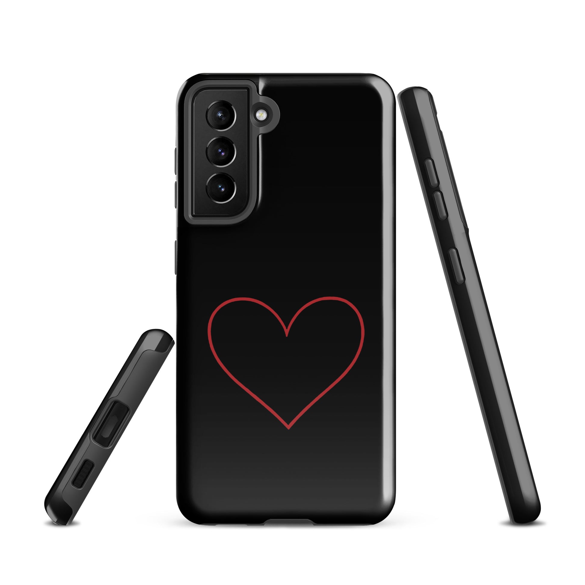 Phone Case for Samsung Galaxy with minimalist crimson heart design, blending bold romance with sophistication.