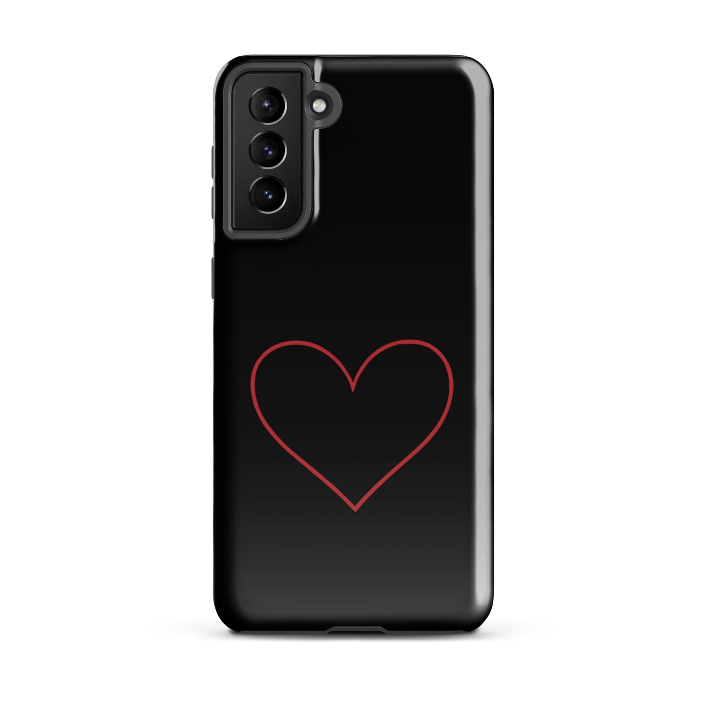 Phone Case for Samsung Galaxy with minimalist crimson heart design on black background