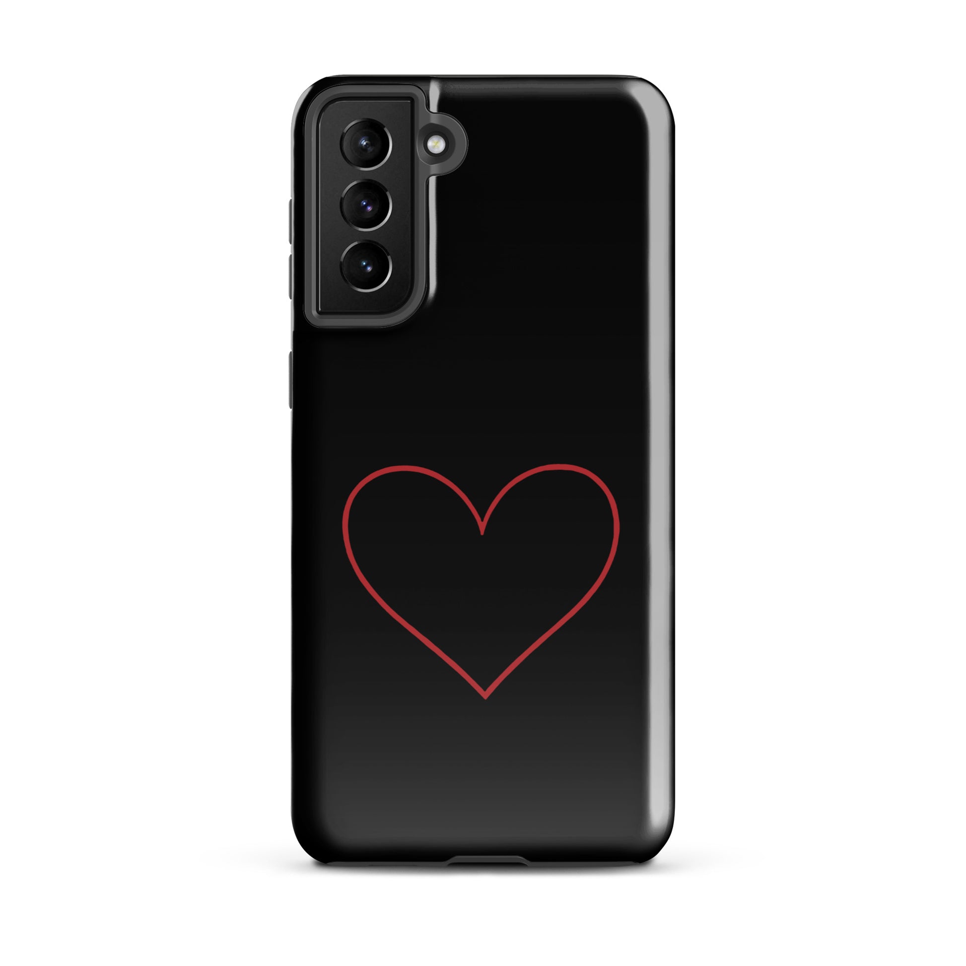 Phone Case for Samsung Galaxy with minimalist crimson heart design on black background