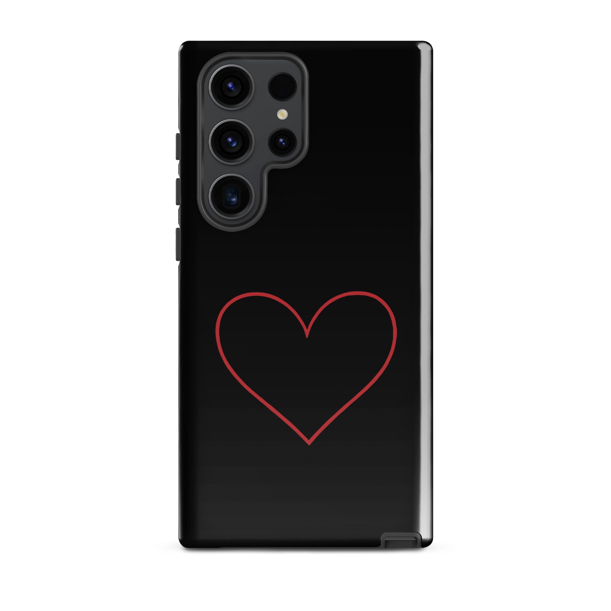 Phone Case for Samsung Galaxy with minimalist crimson heart design, featuring a sleek, modern aesthetic and bold red heart detail.