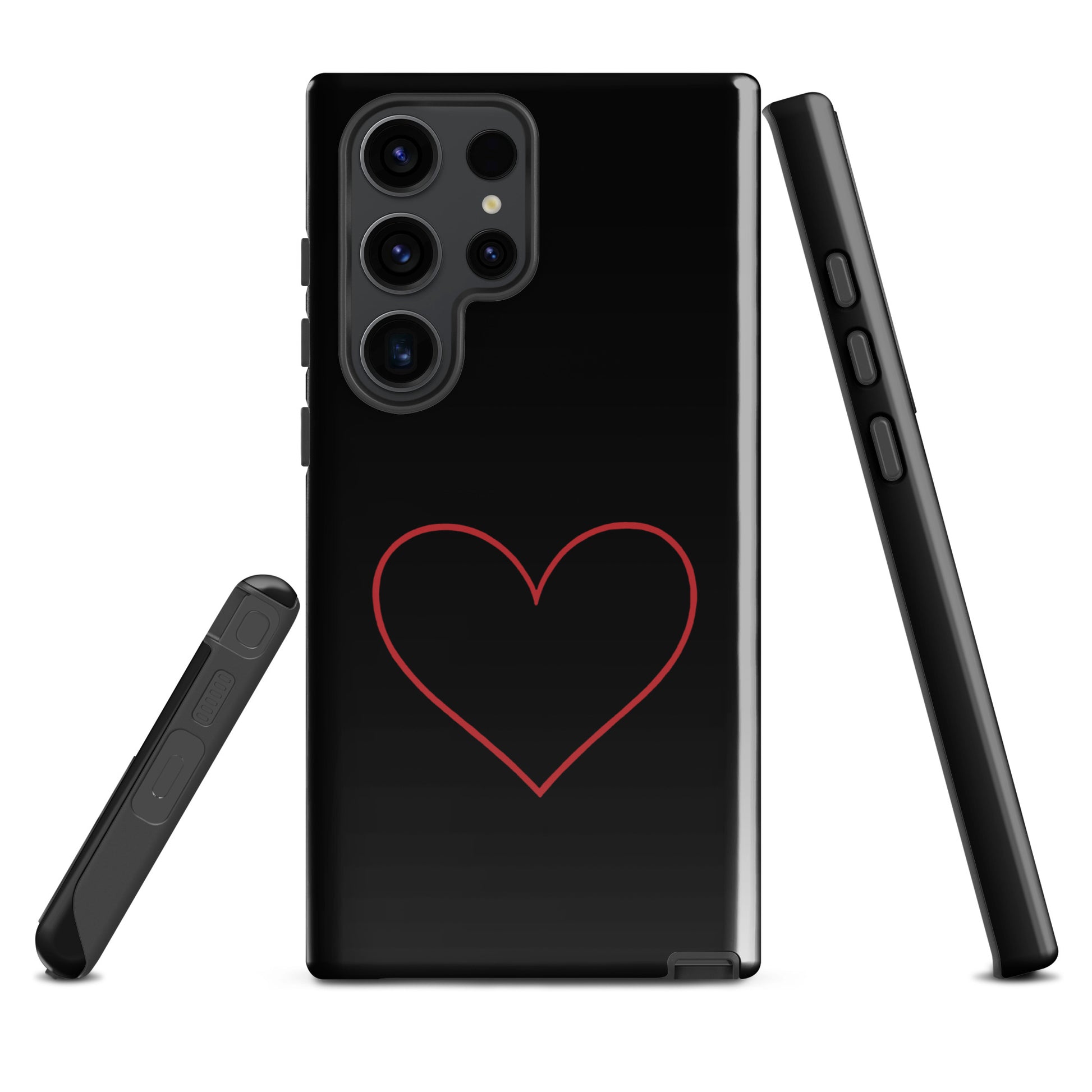 Phone Case for Samsung Galaxy with minimalist crimson heart design showcasing sleek modern aesthetics and subtle romance.