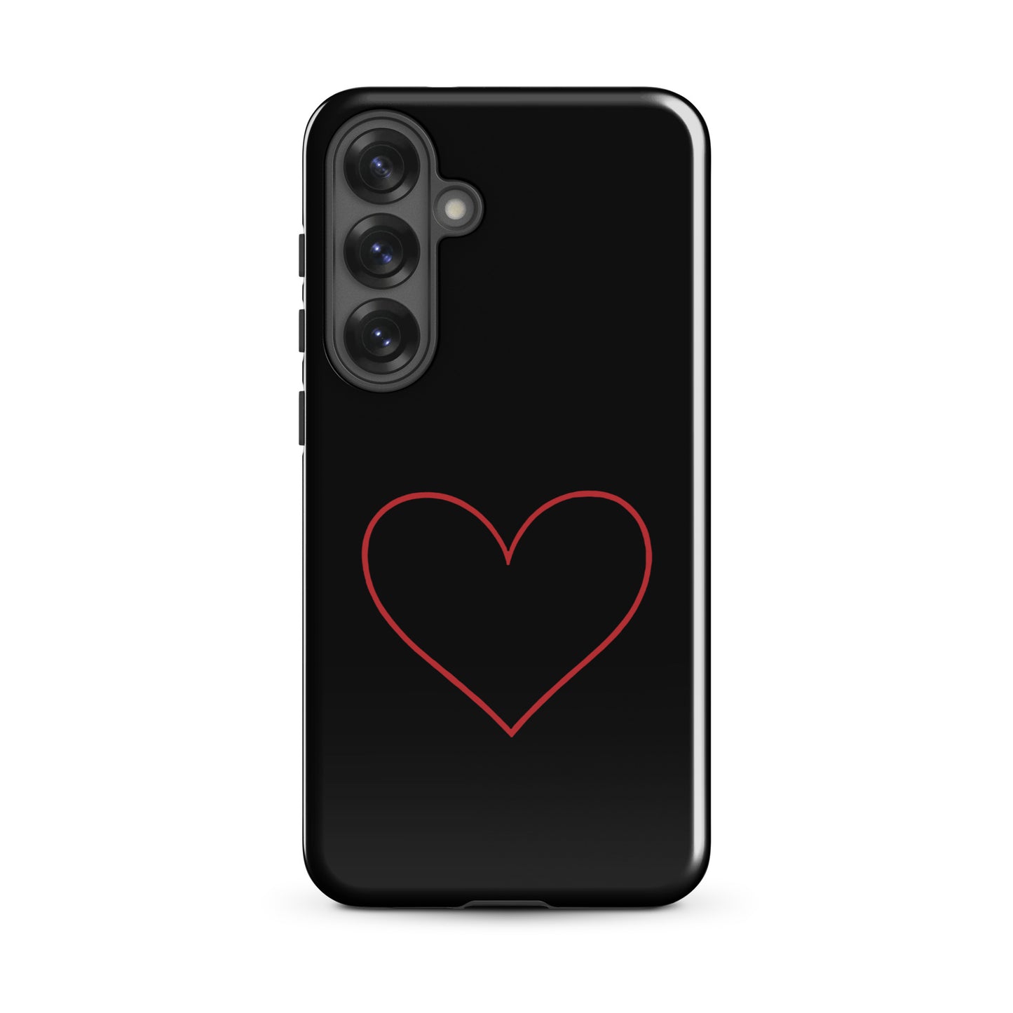 Phone Case for Samsung Galaxy with minimalist crimson heart design on black background