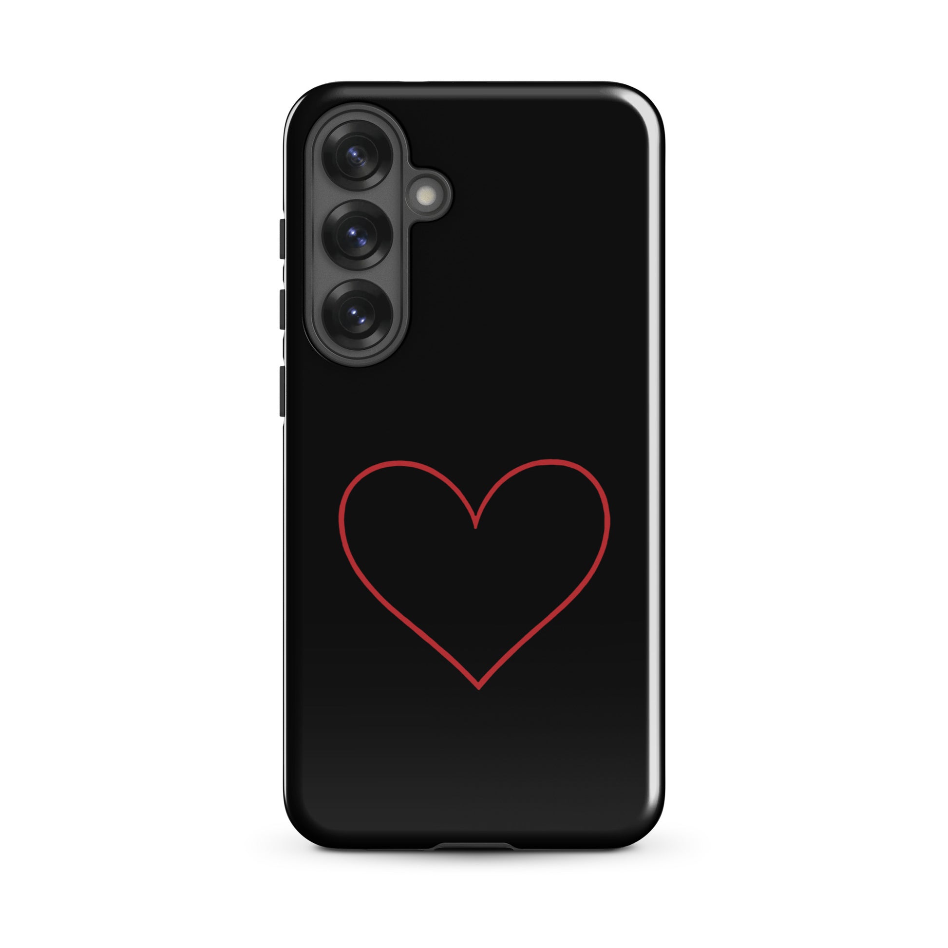 Phone Case for Samsung Galaxy with minimalist crimson heart design on black background
