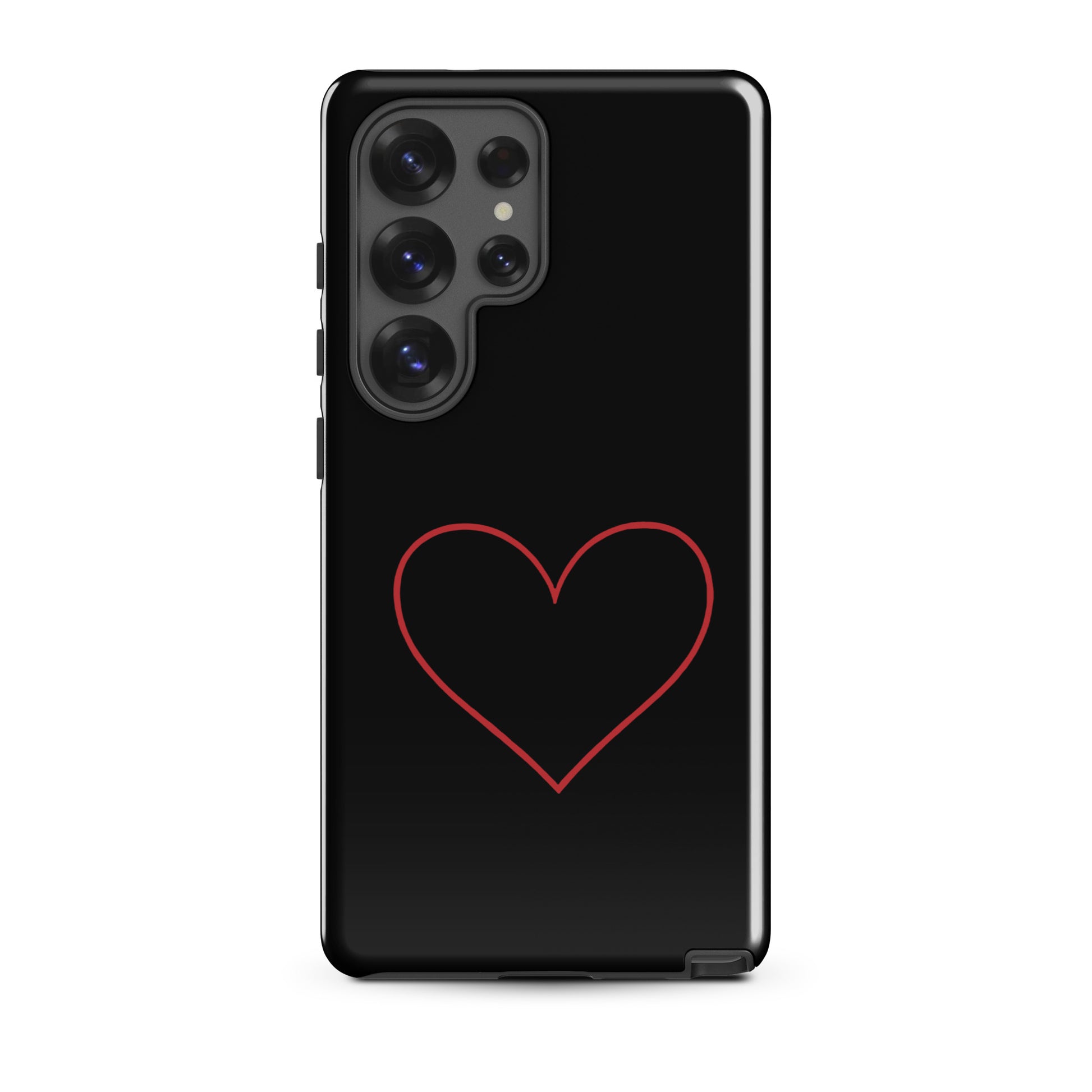 Phone Case with minimalist crimson heart design for Samsung Galaxy; sleek and modern aesthetic for lovers of subtle romance.