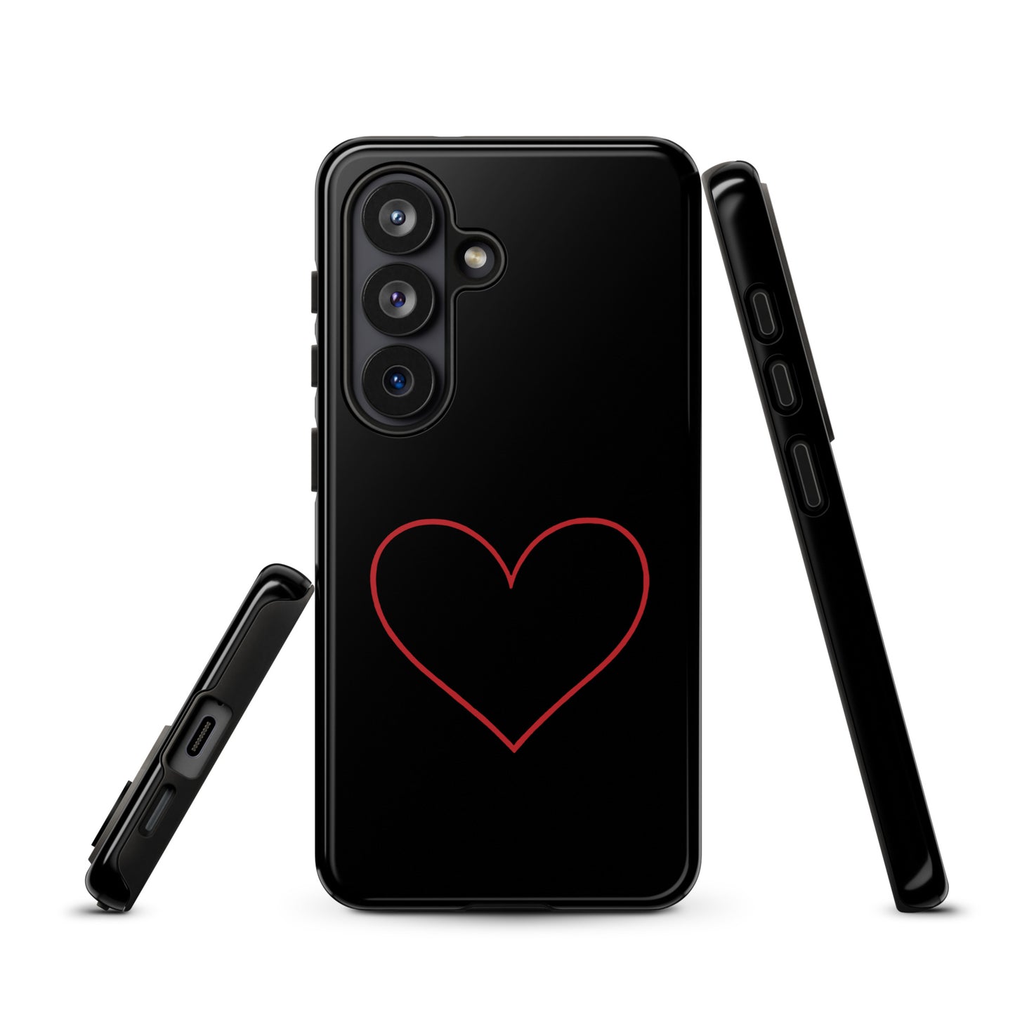 Phone Case for Samsung Galaxy with minimalist crimson heart design, combining bold and modern aesthetics in red on a sleek background.