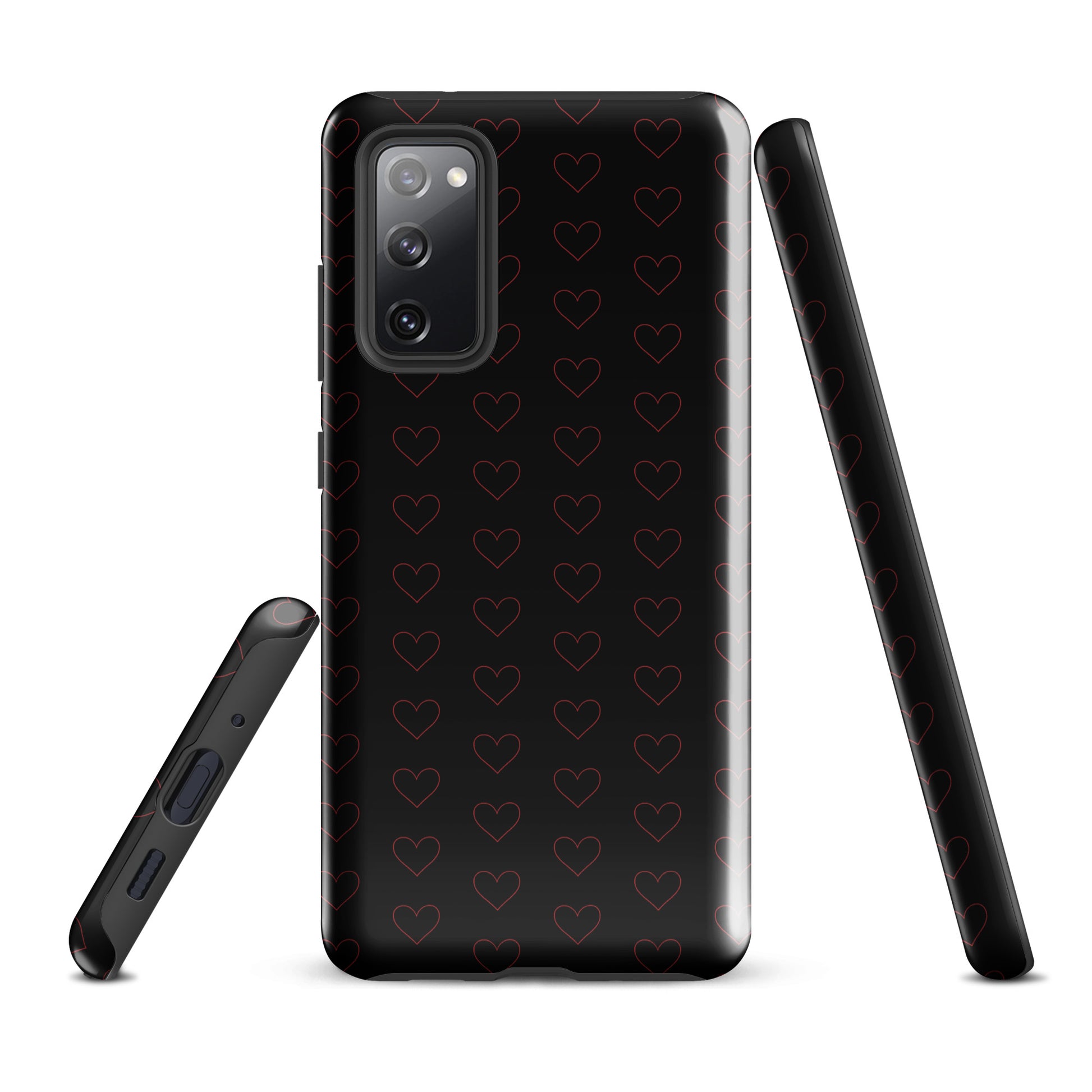 Phone Case for Samsung Galaxy with crimson heart pattern design, showcasing minimalist modern style and premium look.