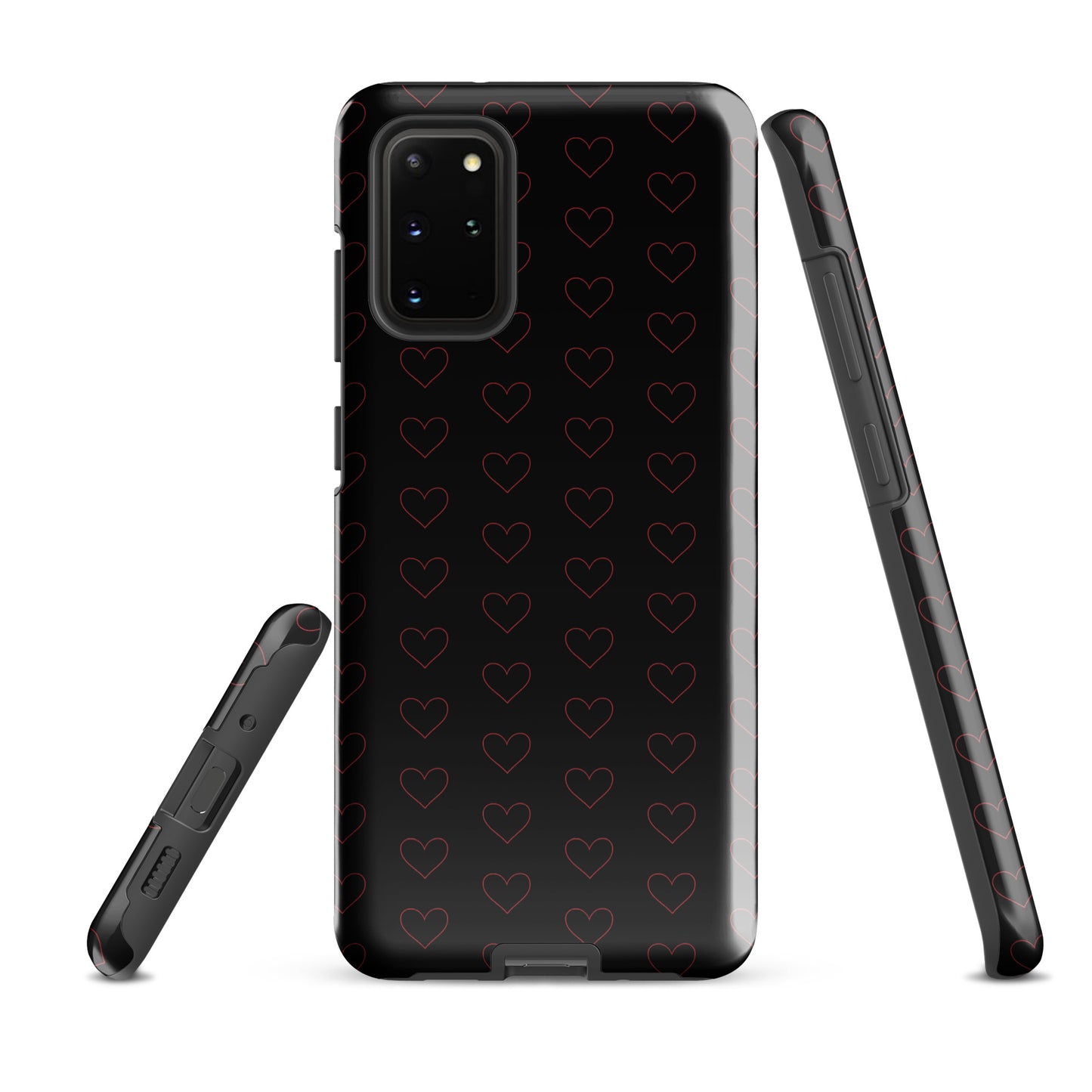Phone Case for Samsung Galaxy with crimson heart pattern, minimal and stylish design, premium look, elegant and modern accessory.