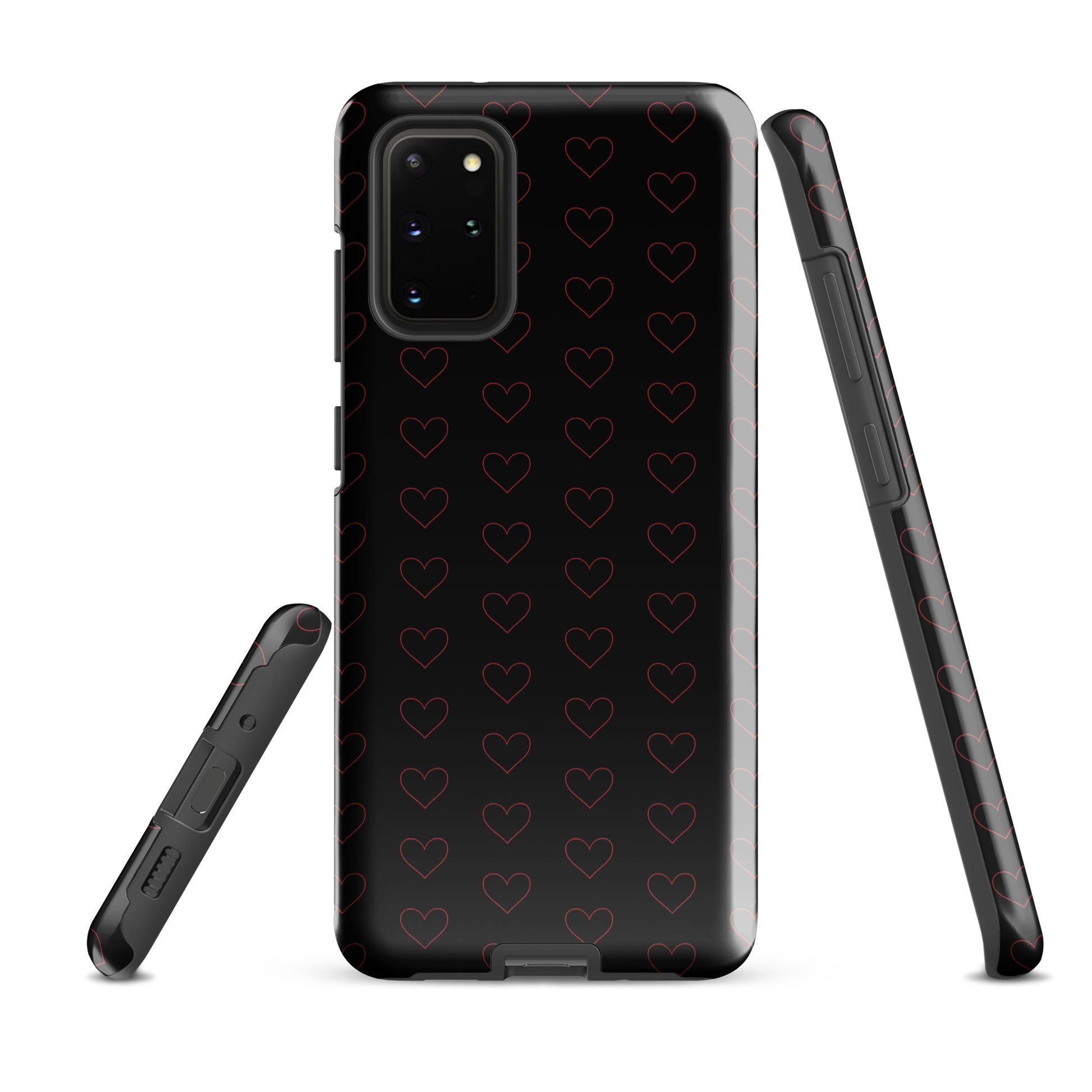 Phone Case for Samsung Galaxy with crimson heart pattern, minimal and stylish design, premium look, elegant and modern accessory.