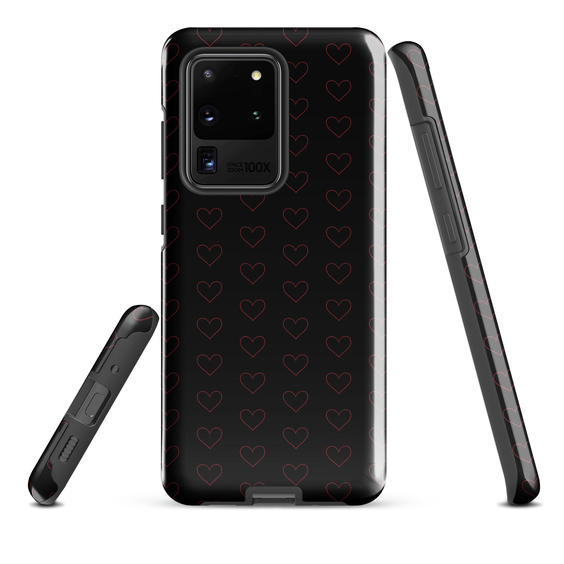 Phone Case for Samsung Galaxy with crimson heart pattern, showing an elegant minimalist design with a premium high-end look.