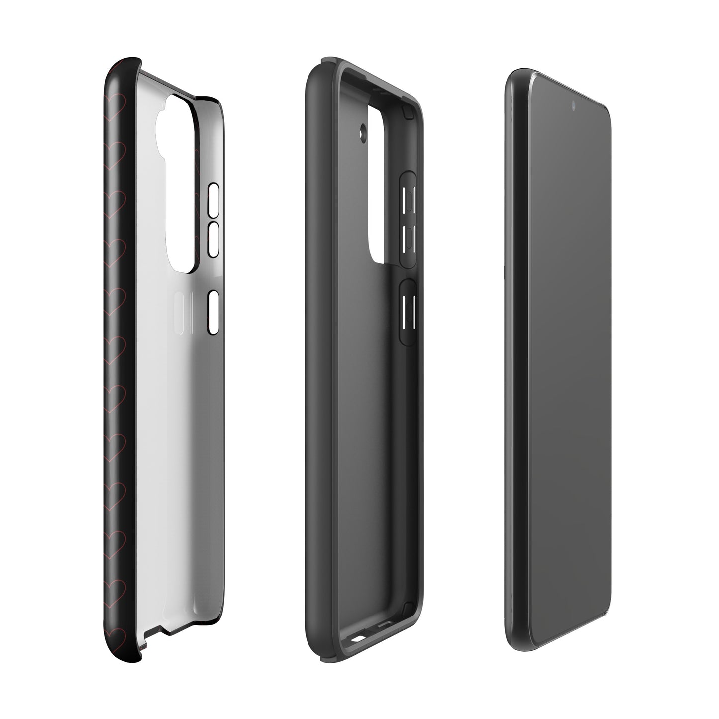 Phone Case for Samsung Galaxy with crimson heart pattern, minimalist design, featuring elegant outlines for a modern stylish look.