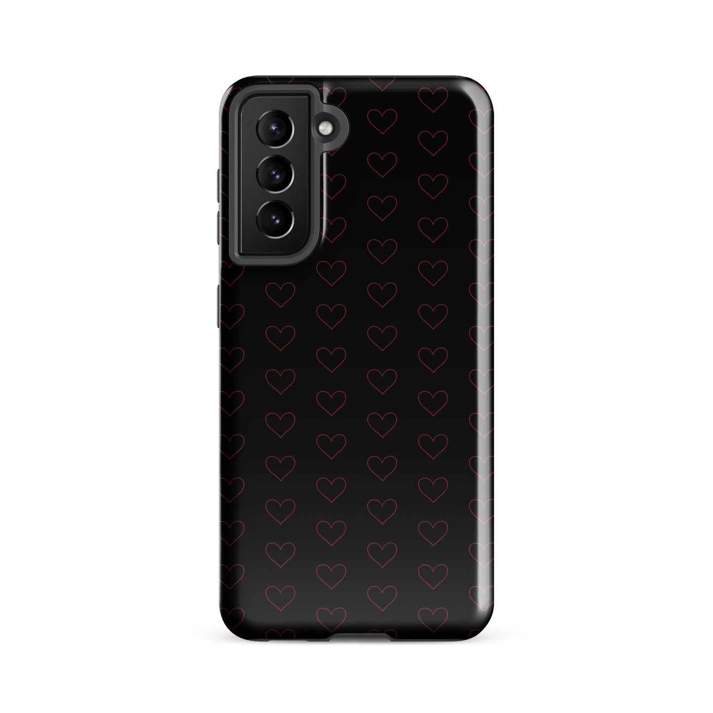 Phone Case for Samsung Galaxy with crimson heart pattern, offering modern style with minimalist crimson outlines in a luxury design.