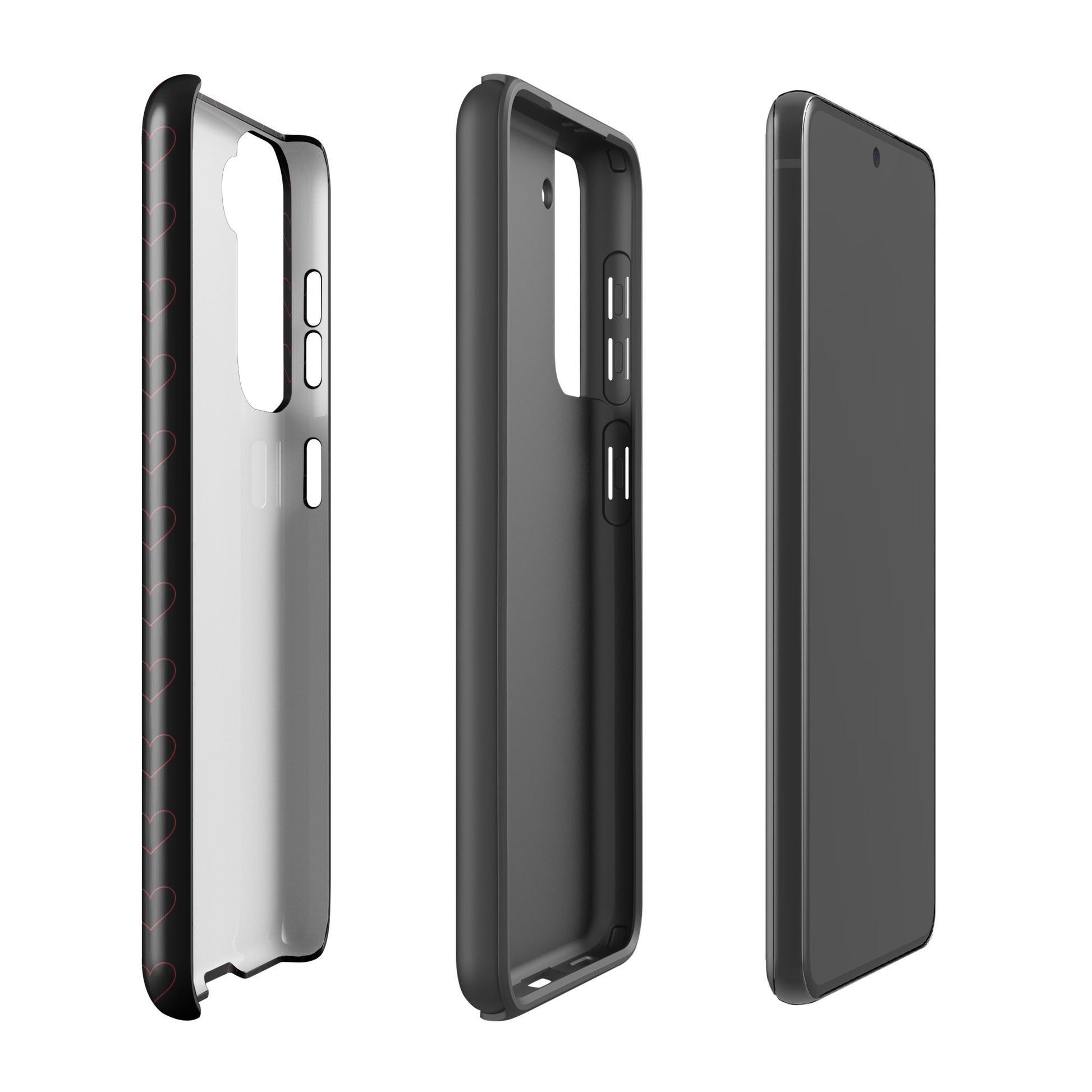 Phone Case for Samsung Galaxy with crimson heart pattern, showcasing sleek design and premium protection from all angles.