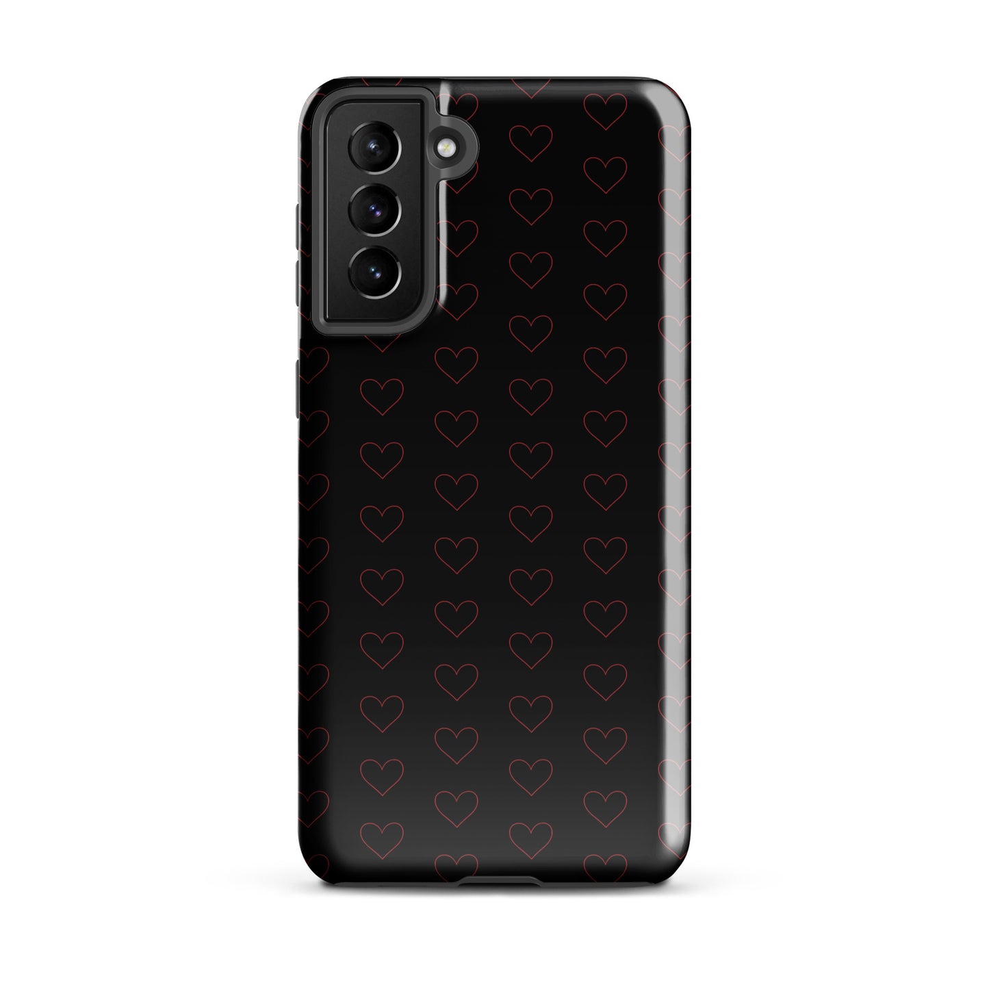 Phone Case for Samsung Galaxy with crimson heart pattern, elegant design with minimalist crimson outlines for modern style.