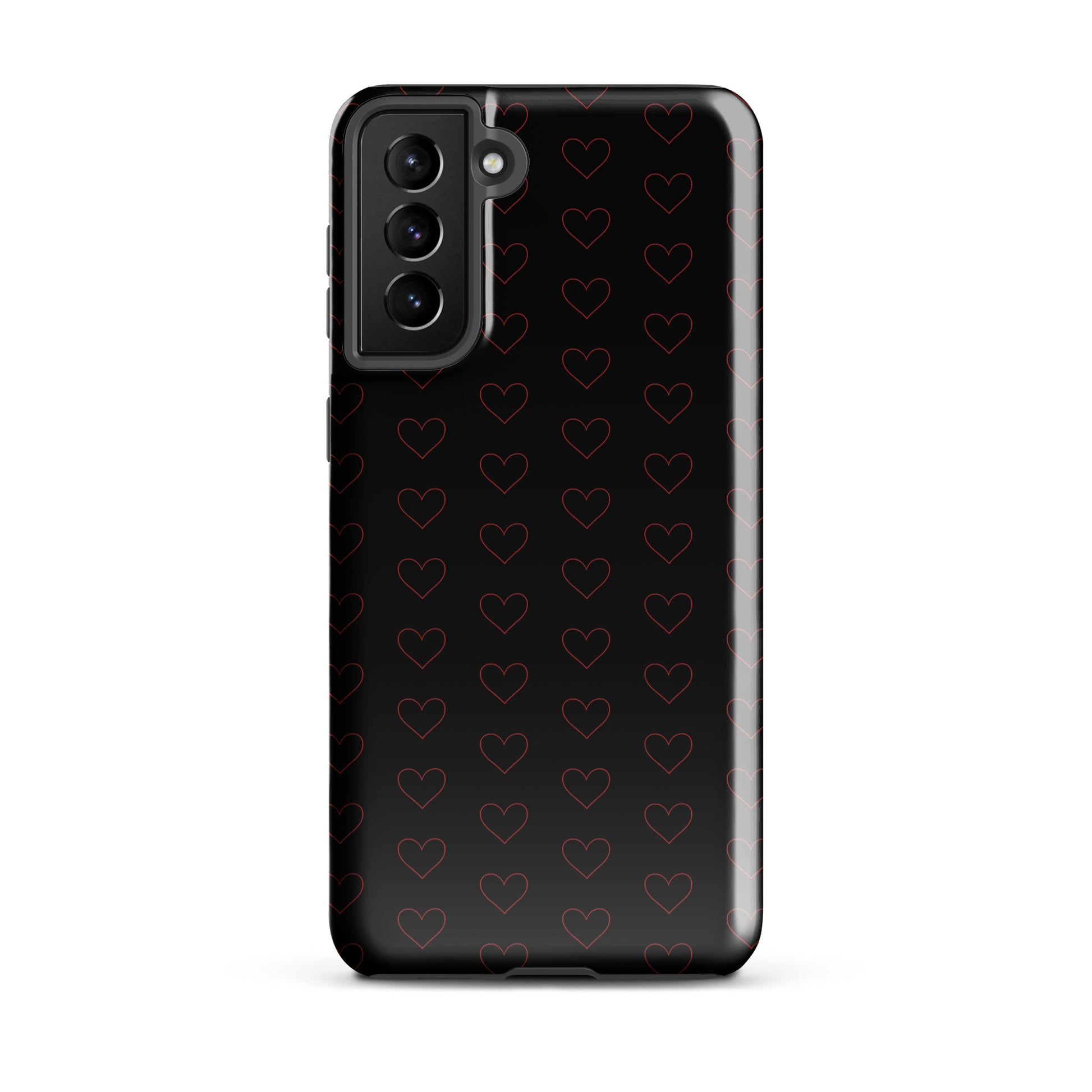 Phone Case for Samsung Galaxy with crimson heart pattern, elegant design with minimalist crimson outlines for modern style.