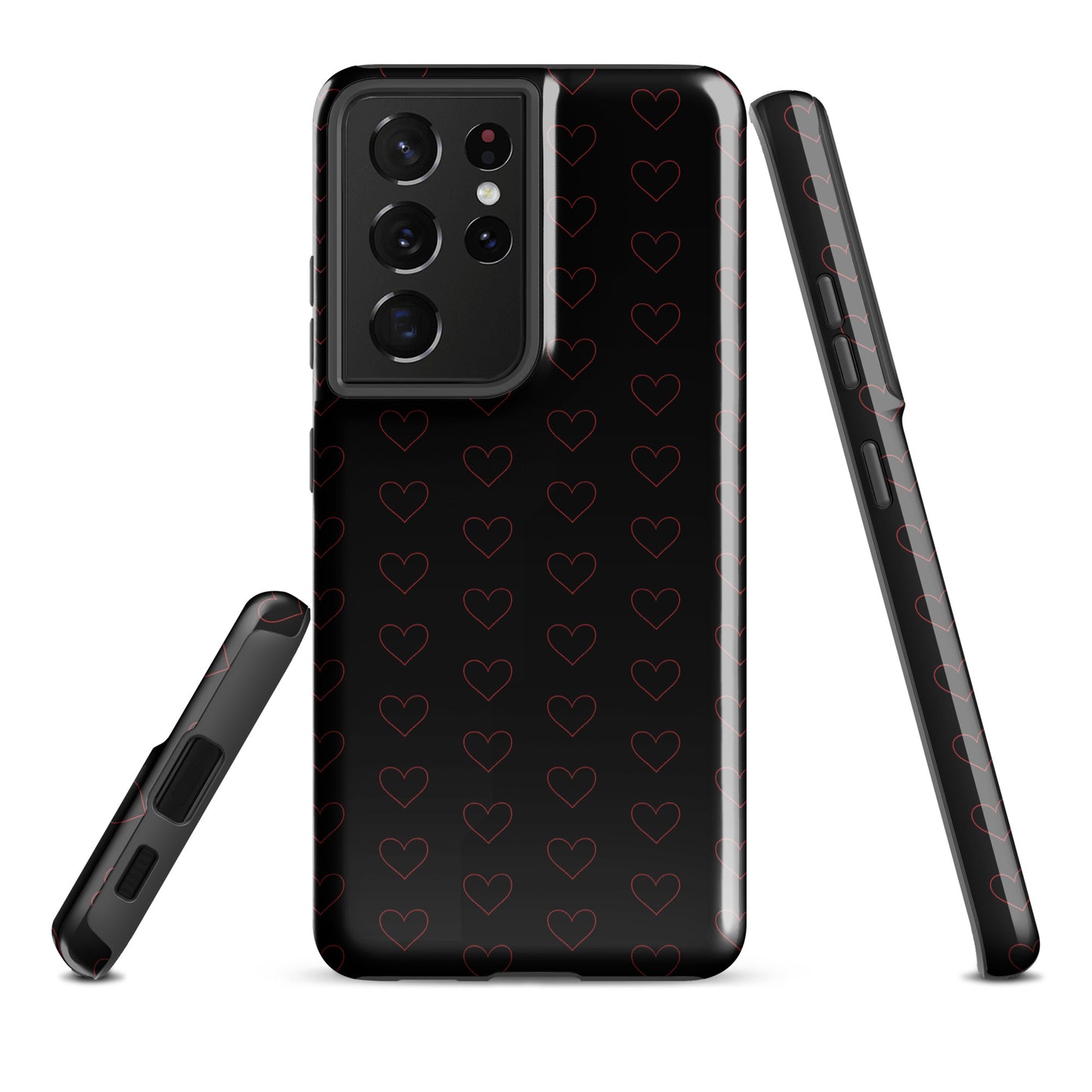 Phone Case for Samsung Galaxy with crimson heart pattern, elegant design, showcasing premium look and modern style.