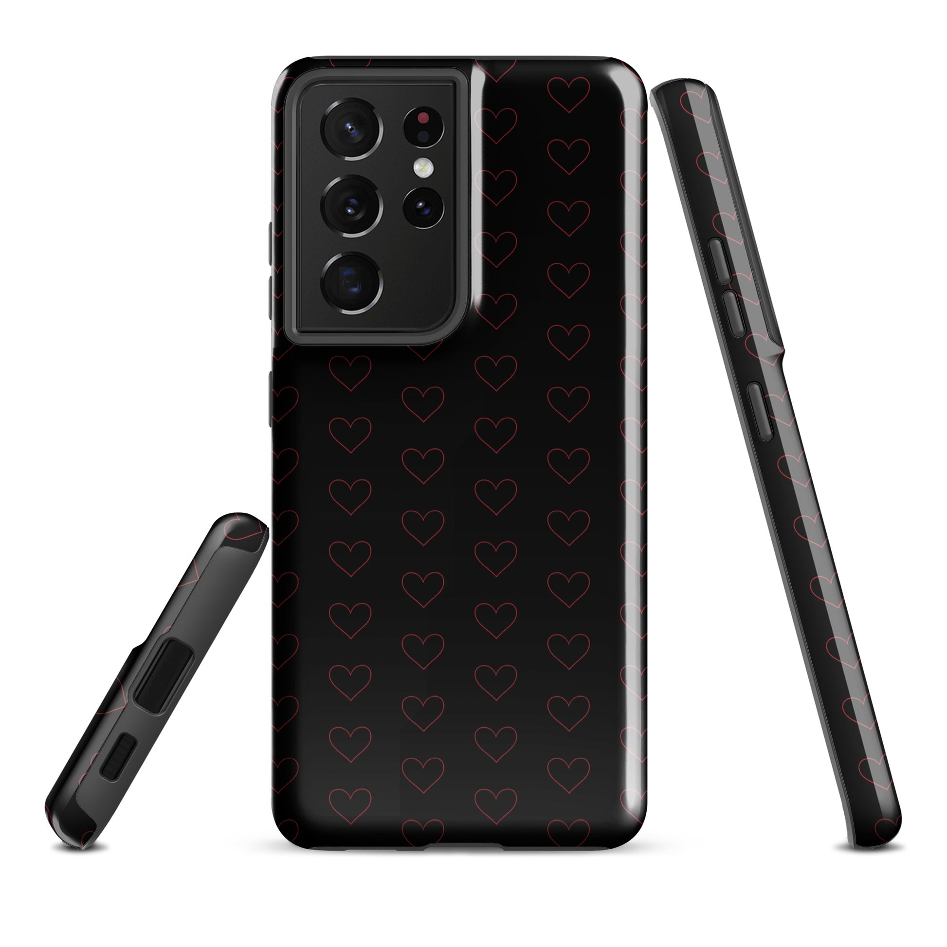 Phone Case for Samsung Galaxy with crimson heart pattern, elegant design, showcasing premium look and modern style.