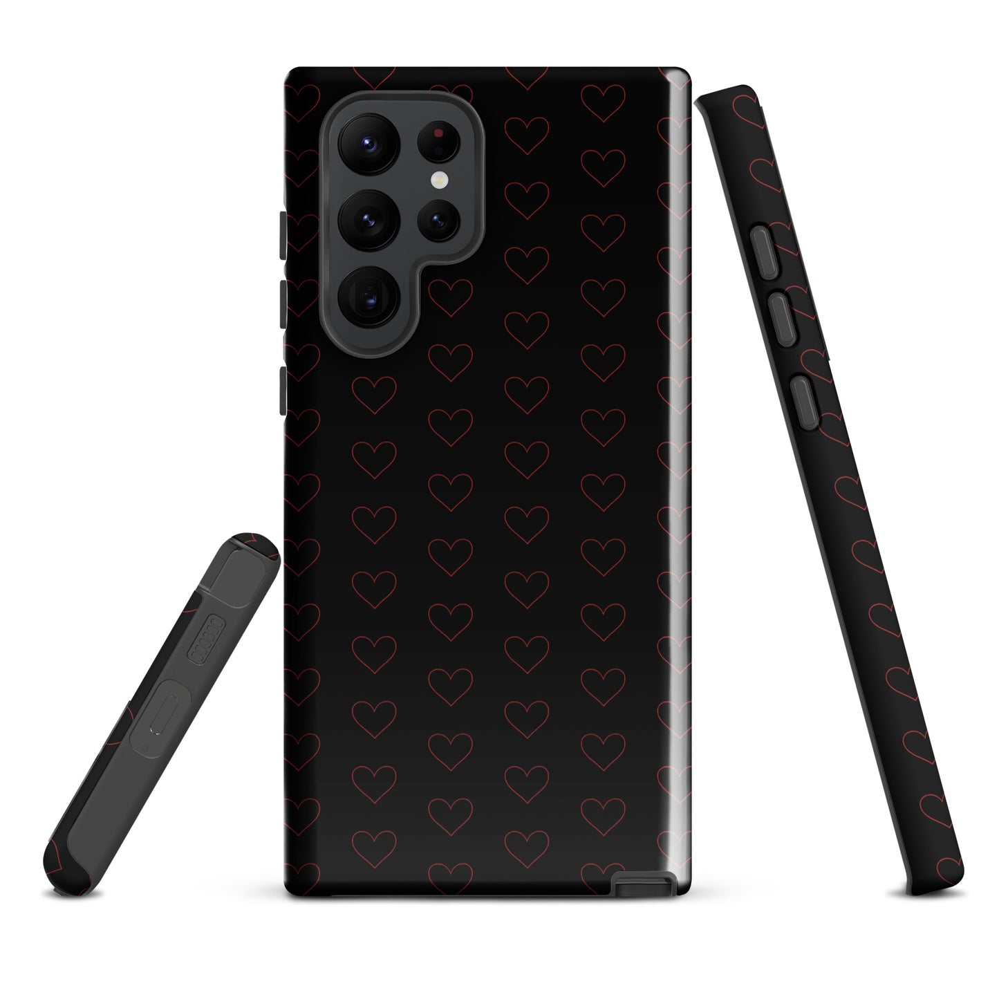 Phone Case for Samsung Galaxy with crimson heart pattern, showcasing a modern and stylish design with elegant minimalist outlines.