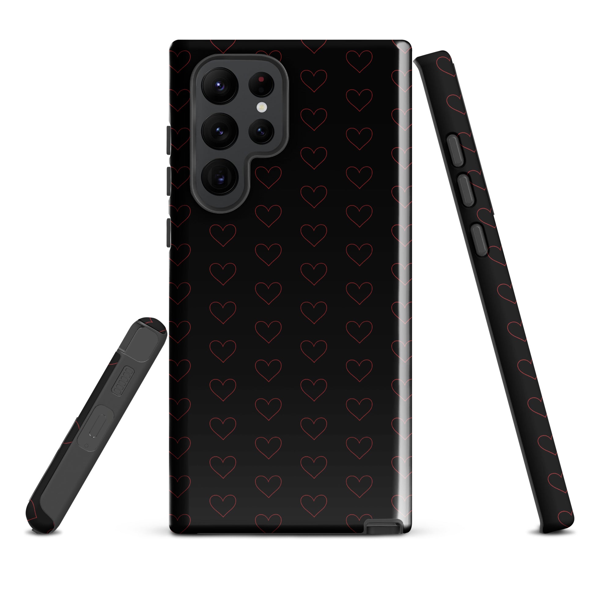 Phone Case for Samsung Galaxy with crimson heart pattern, showcasing a modern and stylish design with elegant minimalist outlines.
