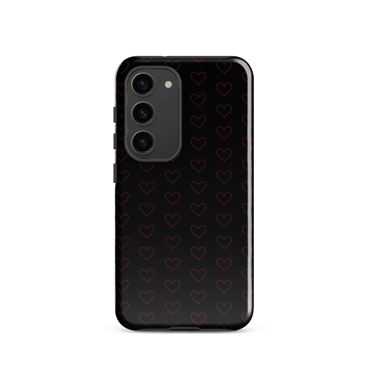 Phone Case for Samsung Galaxy with crimson heart pattern on black background