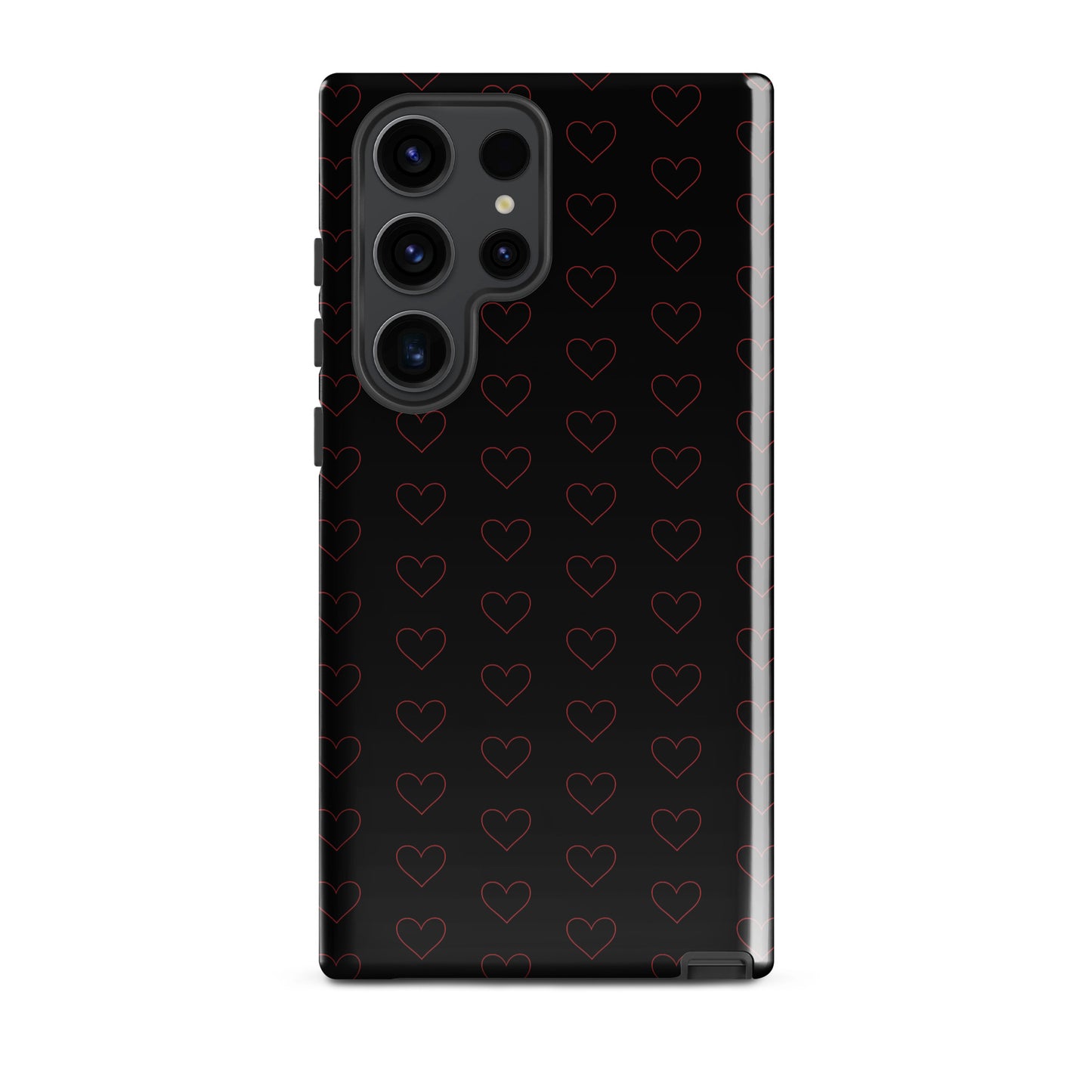 Phone Case for Samsung Galaxy with crimson heart pattern, stylish and modern design, premium minimalist outlines, high-end look.