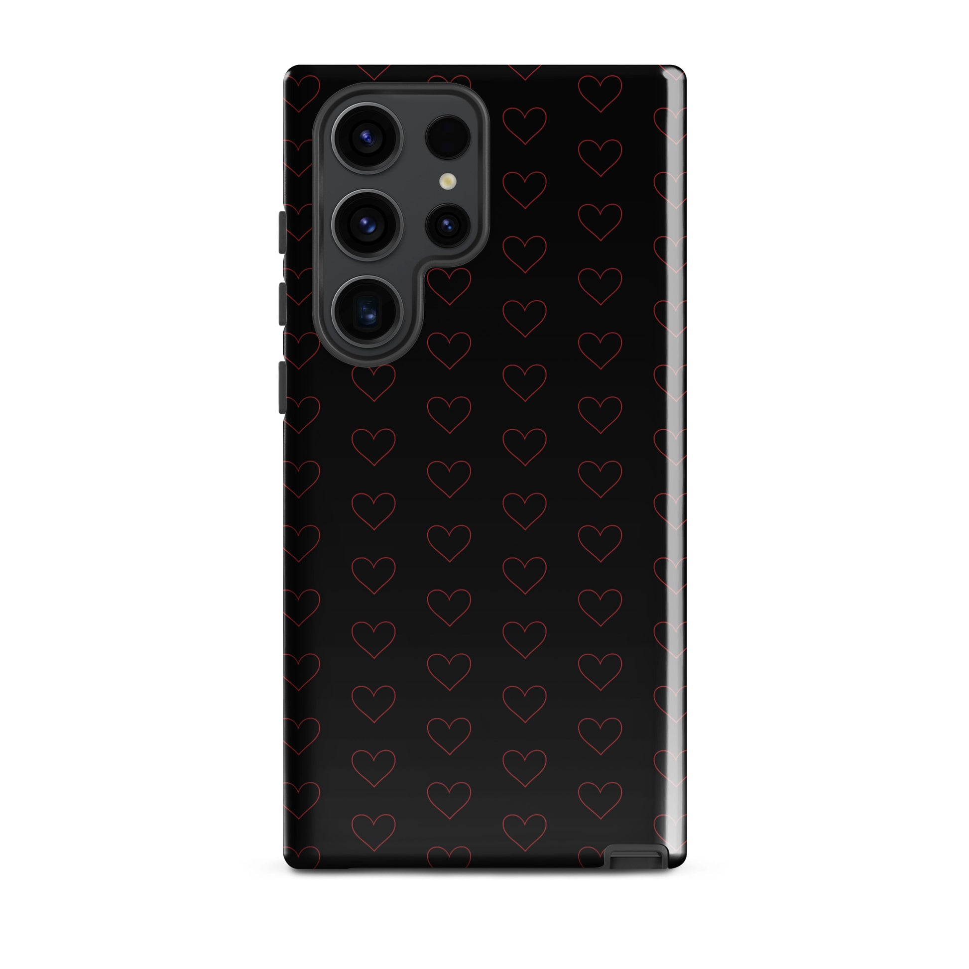 Phone Case for Samsung Galaxy with crimson heart pattern, stylish and modern design, premium minimalist outlines, high-end look.