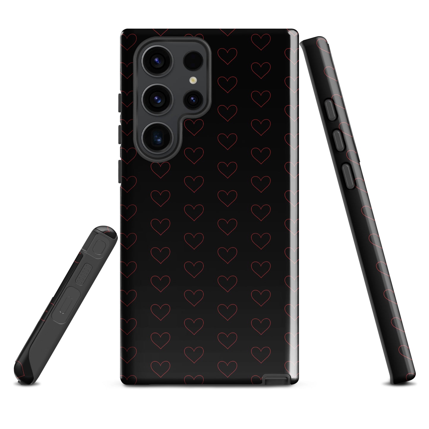 Phone Case for Samsung Galaxy with crimson heart pattern, elegant design with minimalist outlines, stylish and modern look