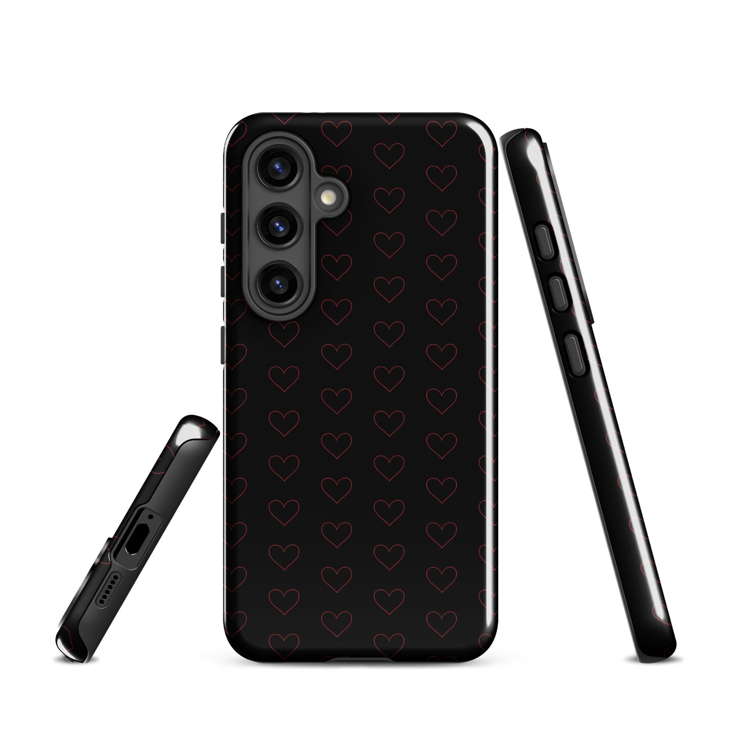 Phone Case for Samsung Galaxy with crimson heart pattern, featuring minimalist design and premium look, elegant protection accessory.