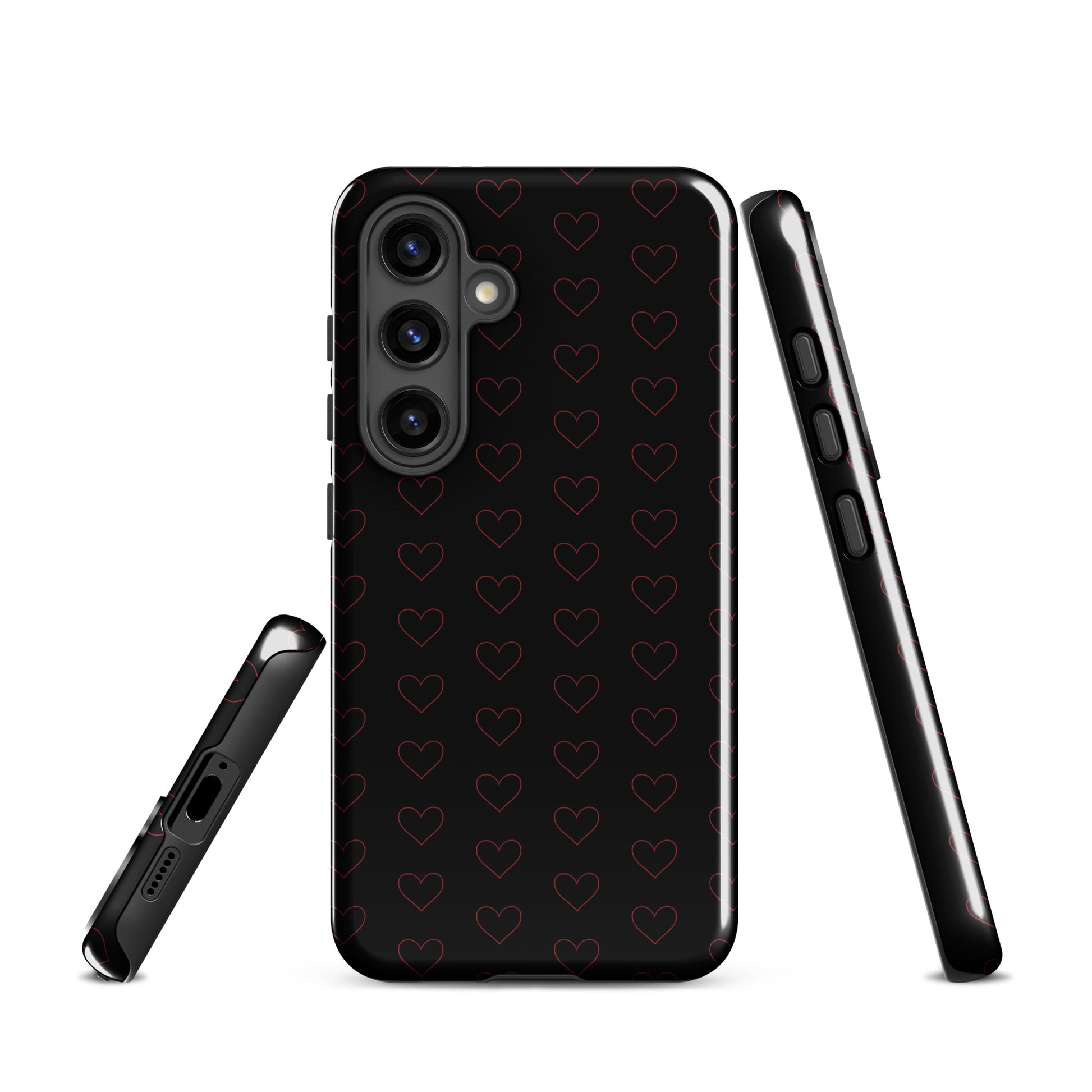 Phone Case for Samsung Galaxy with crimson heart pattern, featuring minimalist design and premium look, elegant protection accessory.