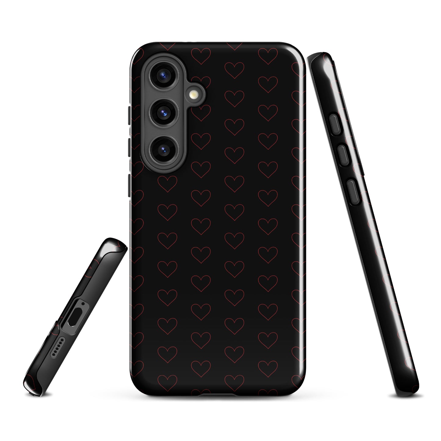 Phone Case for Samsung Galaxy with crimson heart pattern, showcasing premium design with minimalist outlines and stylish look.