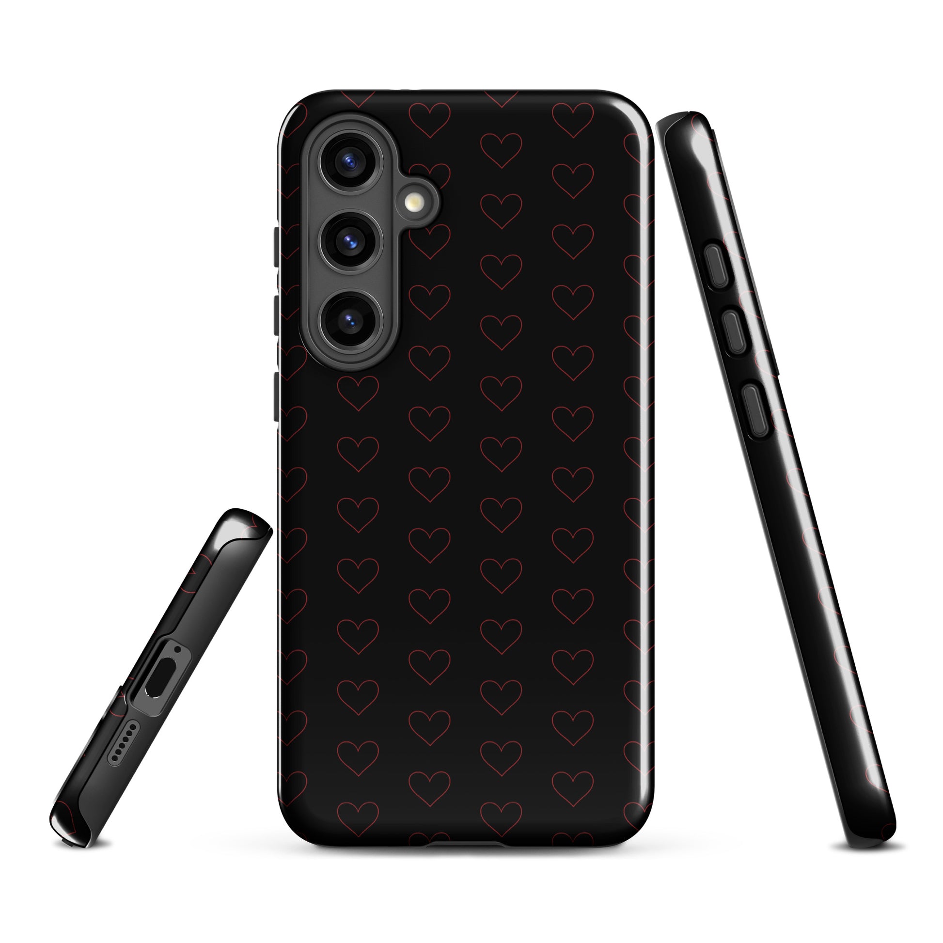 Phone Case for Samsung Galaxy with crimson heart pattern, showcasing premium design with minimalist outlines and stylish look.