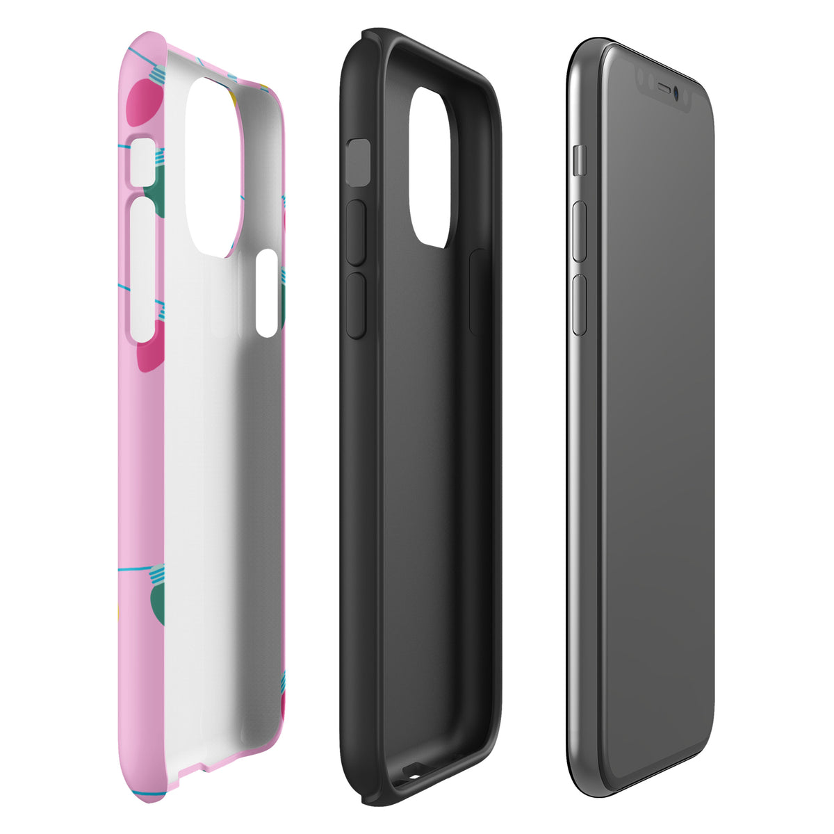Phone Case for iPhone with holiday lights design and pink background