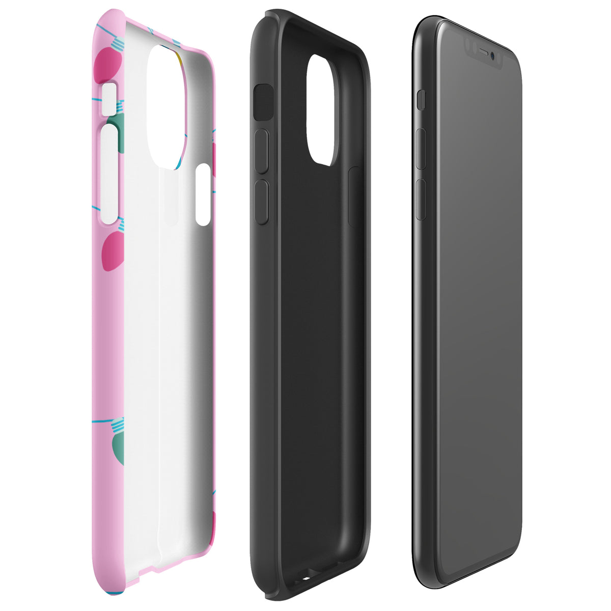 Phone Case for iPhone with colorful holiday lights design on pink background