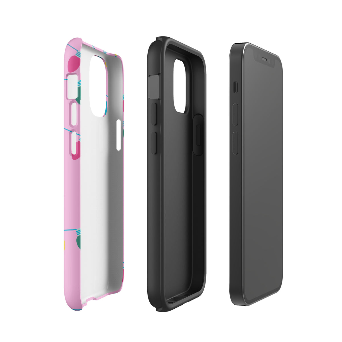 Phone Case for iPhone with Merry and Bright Holiday Lights design, featuring cheerful lights and a bright pink background.