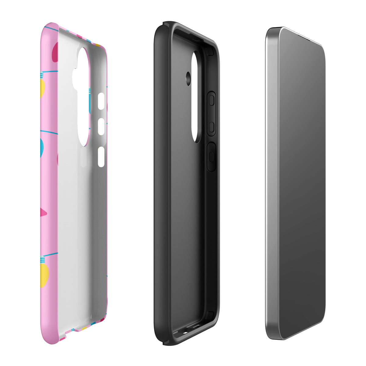 Phone Case for Samsung Galaxy with merry holiday lights design and pink background