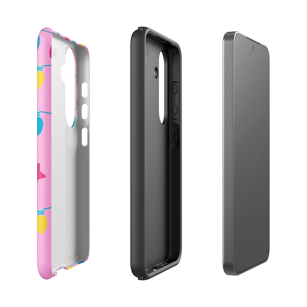 Phone Case for Samsung Galaxy with holiday lights design and pink background