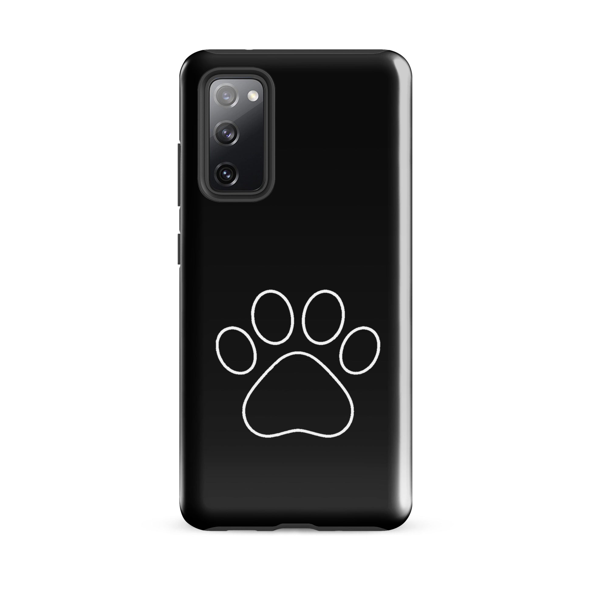 Phone Case for Samsung Galaxy with black paw print design for pet lovers, showcasing sleek and modern style for cat and dog enthusiasts.
