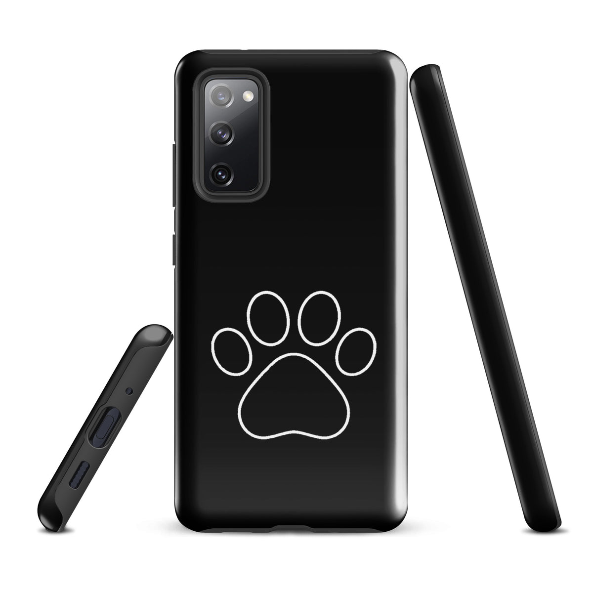 Phone Case for Samsung Galaxy with paw print design, ideal for pet lovers, featuring a black minimalist style for cat and dog enthusiasts.