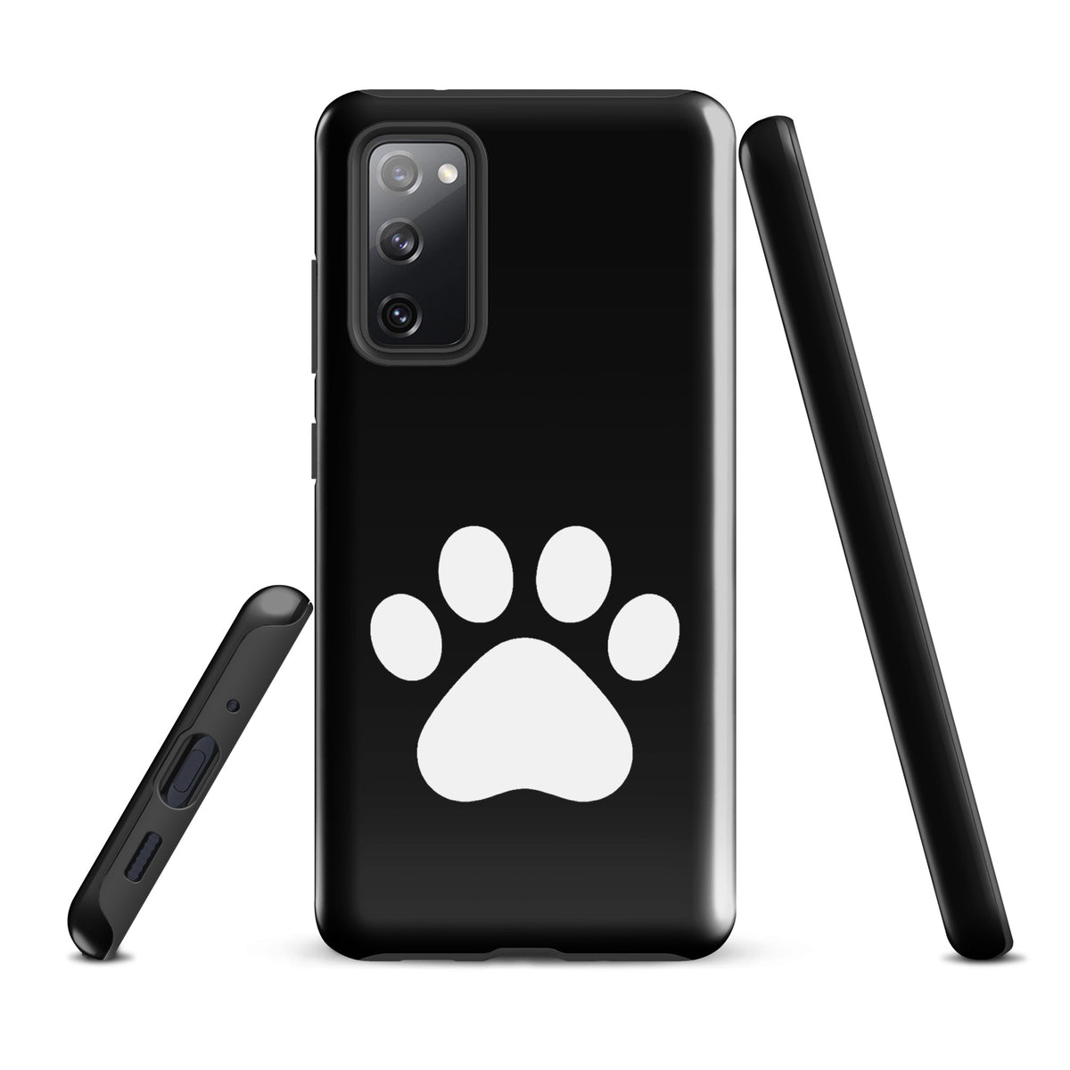 Phone Case for Samsung Galaxy with black and white minimalist paw print design for pet lovers