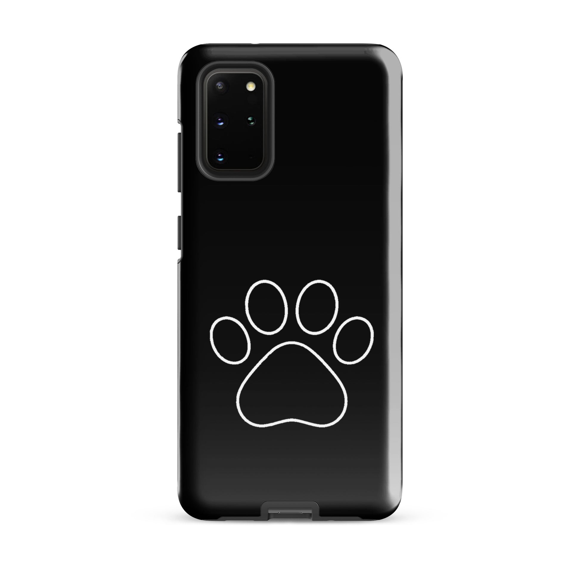Black Phone Case for Samsung Galaxy with paw print design for pet lovers